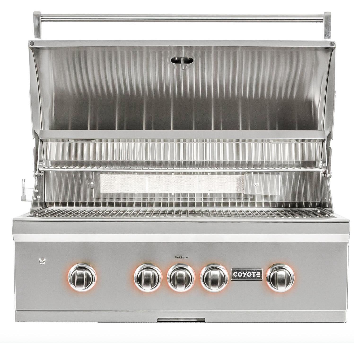 Coyote S-Series 36-Inch Built-In Gas Grill - Hood Open thumbnail