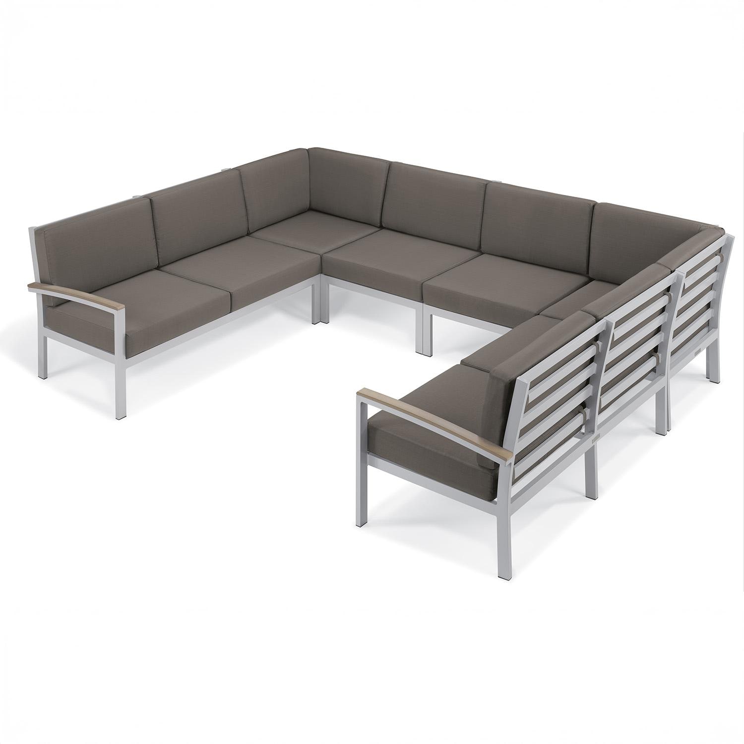 Travira 6 Pc Aluminum Seating Set w/ Coffee Table in Vintage Tekwood by Oxford Garden