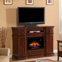 ClassicFlame Montgomery 58-Inch Electric Fireplace Media Console With Traditional Log Set - Vintage Cherry - 26EF031GRP image