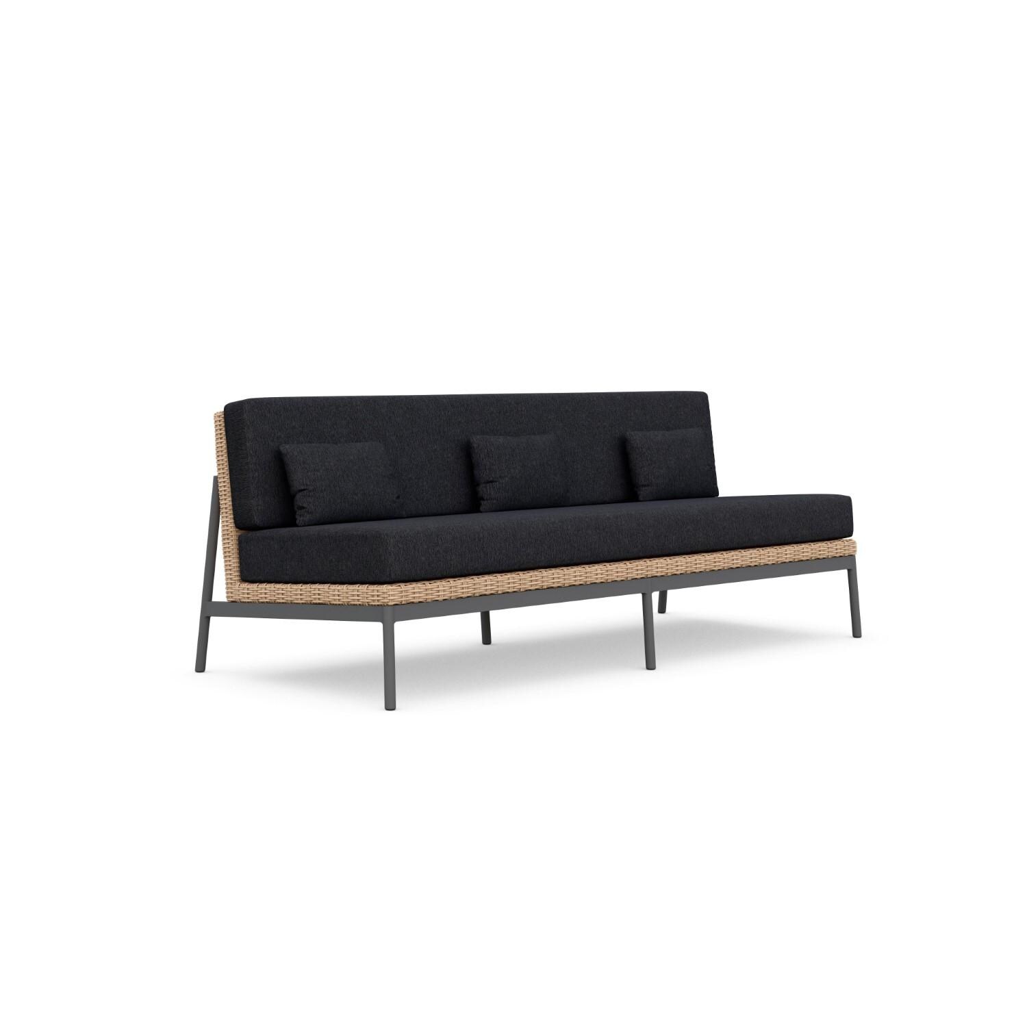 Azzurro Living TER-W03S3-CU Terra Wicker Sofa in Natural/Midnight - Angled - White Background thumbnail