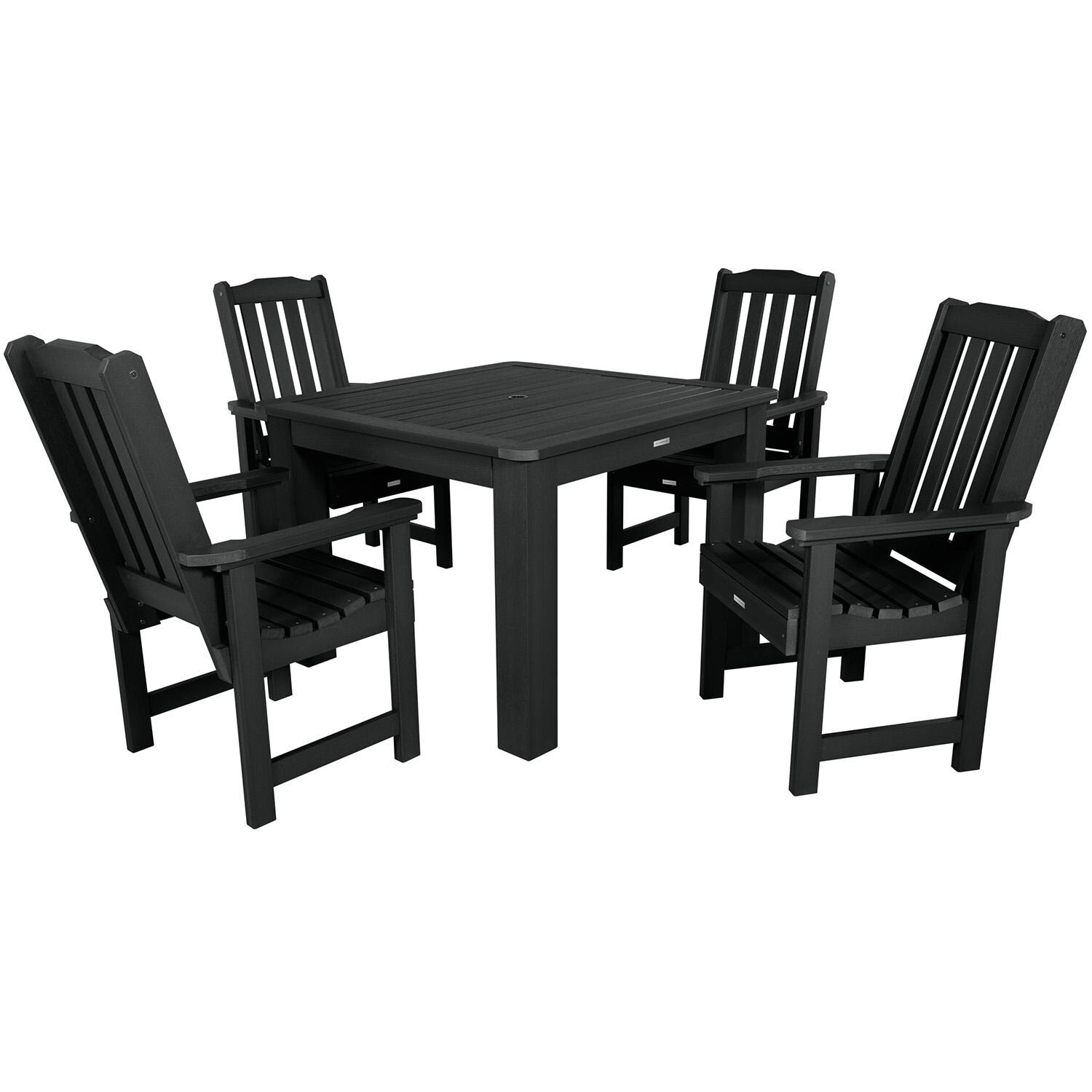 Hart Lane 5 Pc Square Dining Set in Black By Lakeview Outdoor Designs - White Background thumbnail