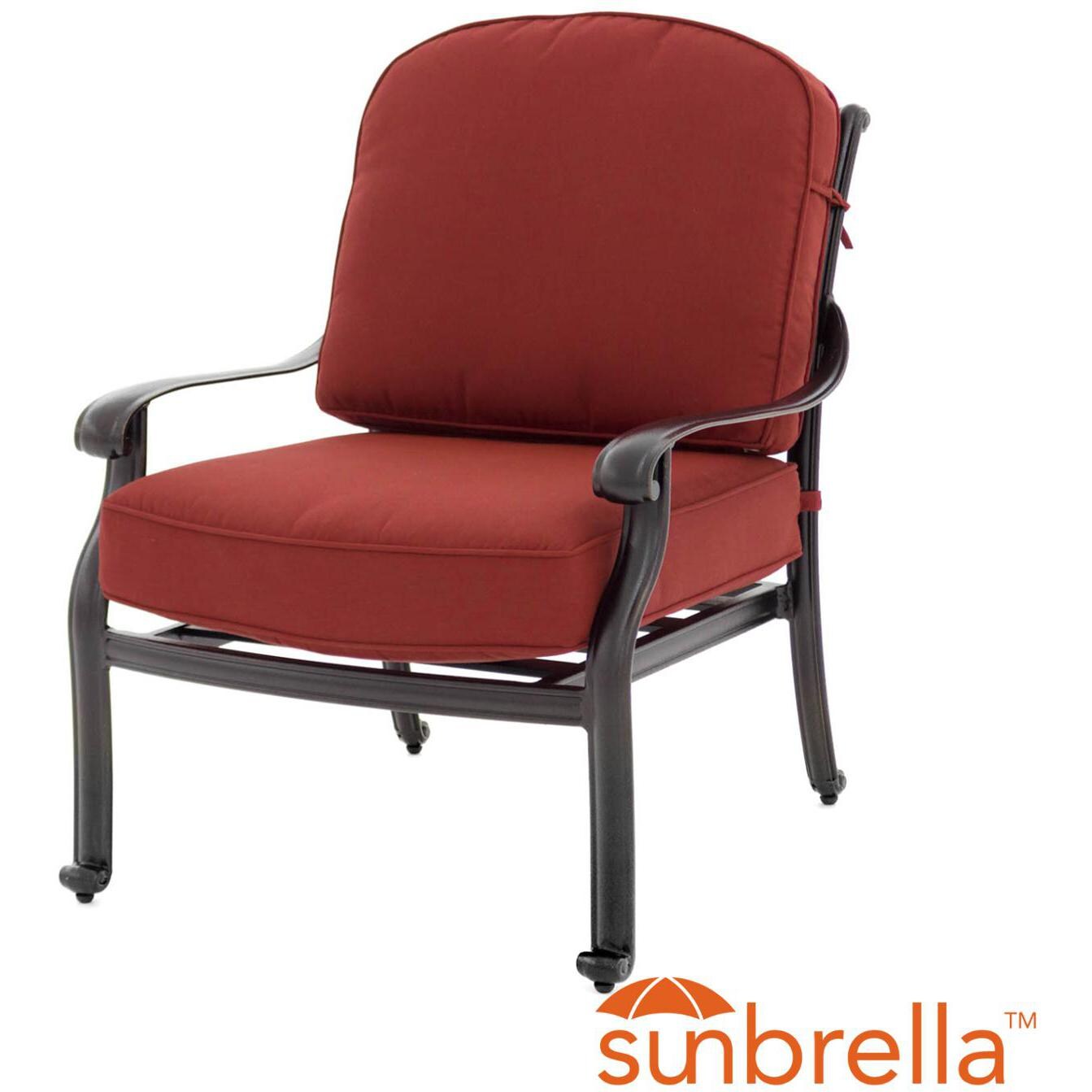 Villa Flora Cast Aluminum Patio Club Chair W/ Sunbrella Canvas Henna Cushions By Lakeview Outdoor Designs