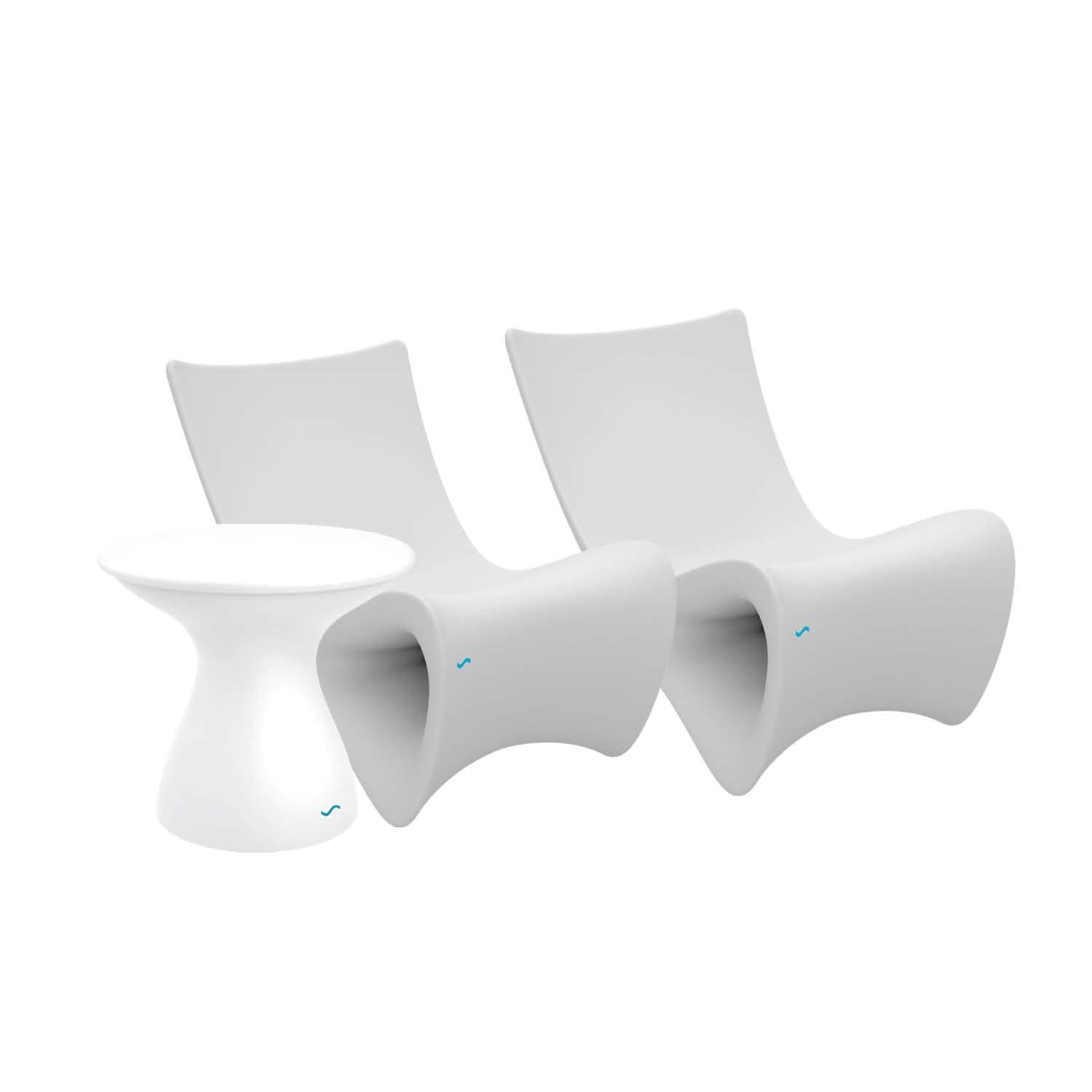 Ledge Lounger Autograph 3 Pc Polyresin Seating Set in White by - LL-AG-CR-STW-BUNDLE-W-W