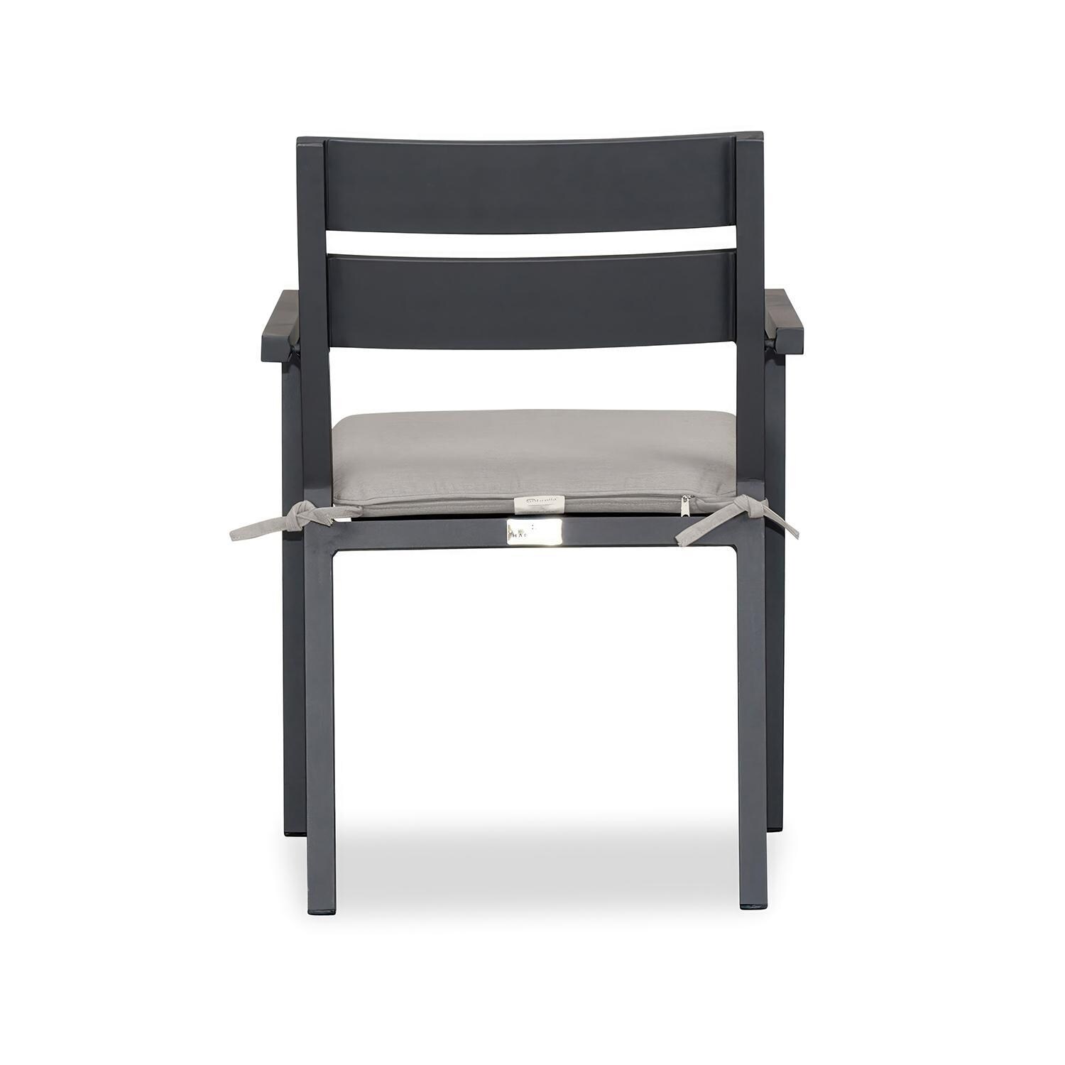 Calm Bay Aluminum Dining Arm Chair in Slate/Cast Silver by Lakeview Outdoor Designs - Back - White Background thumbnail
