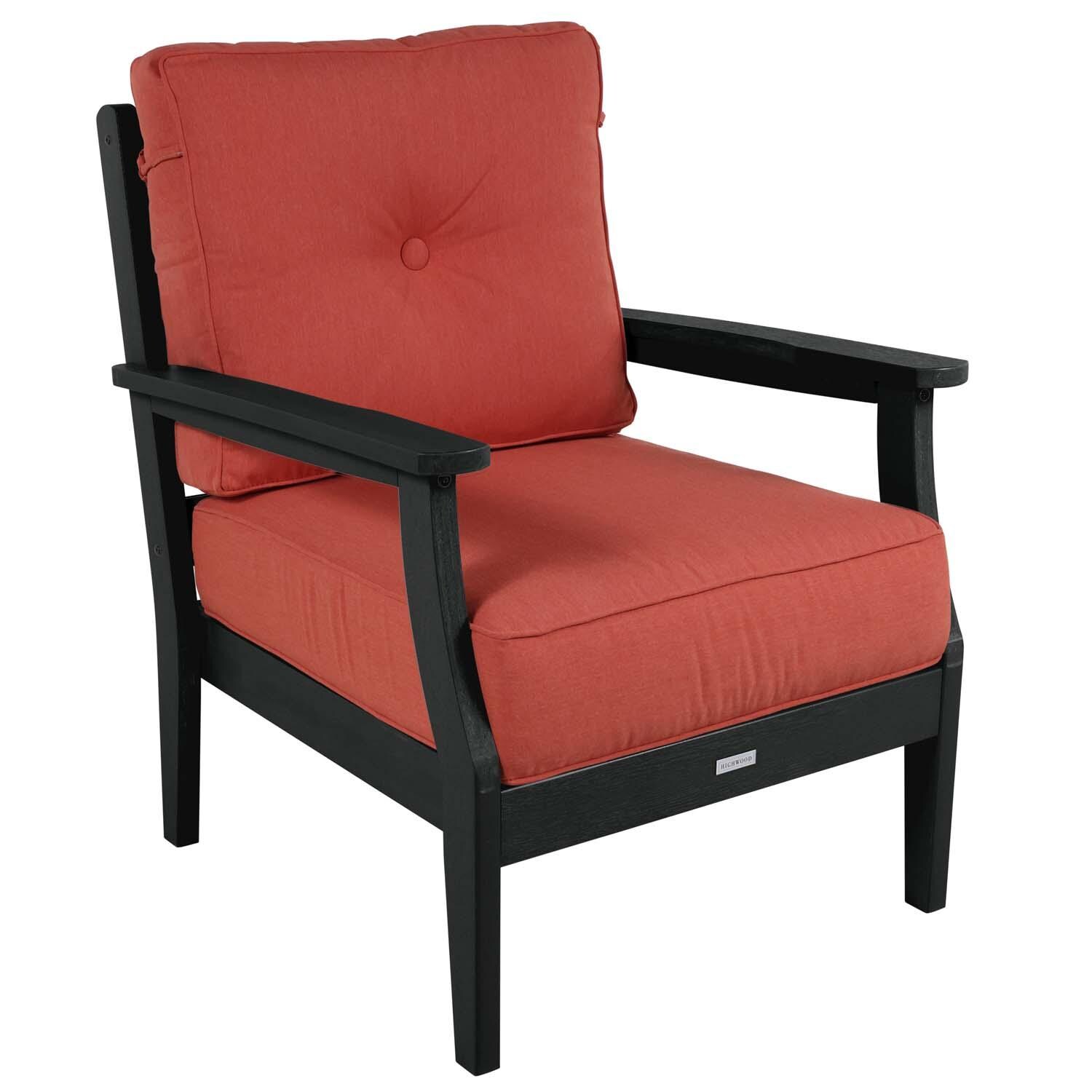 Blushing Bay 3 Pc Recycled Plastic Seating Set in Canvas Persimmon/Black by Lakeview Outdoor Designs - Chair - White Background thumbnail