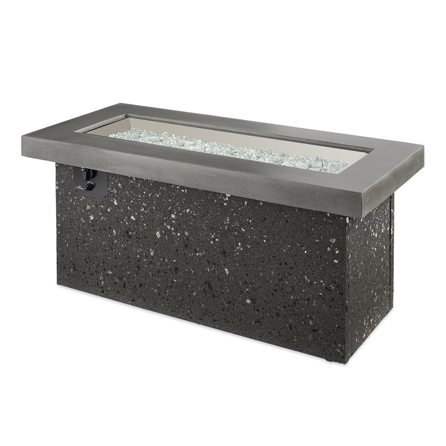 The Outdoor GreatRoom Company Key Largo Linear Gas Fire Pit Table - Midnight Mist - No Flame thumbnail
