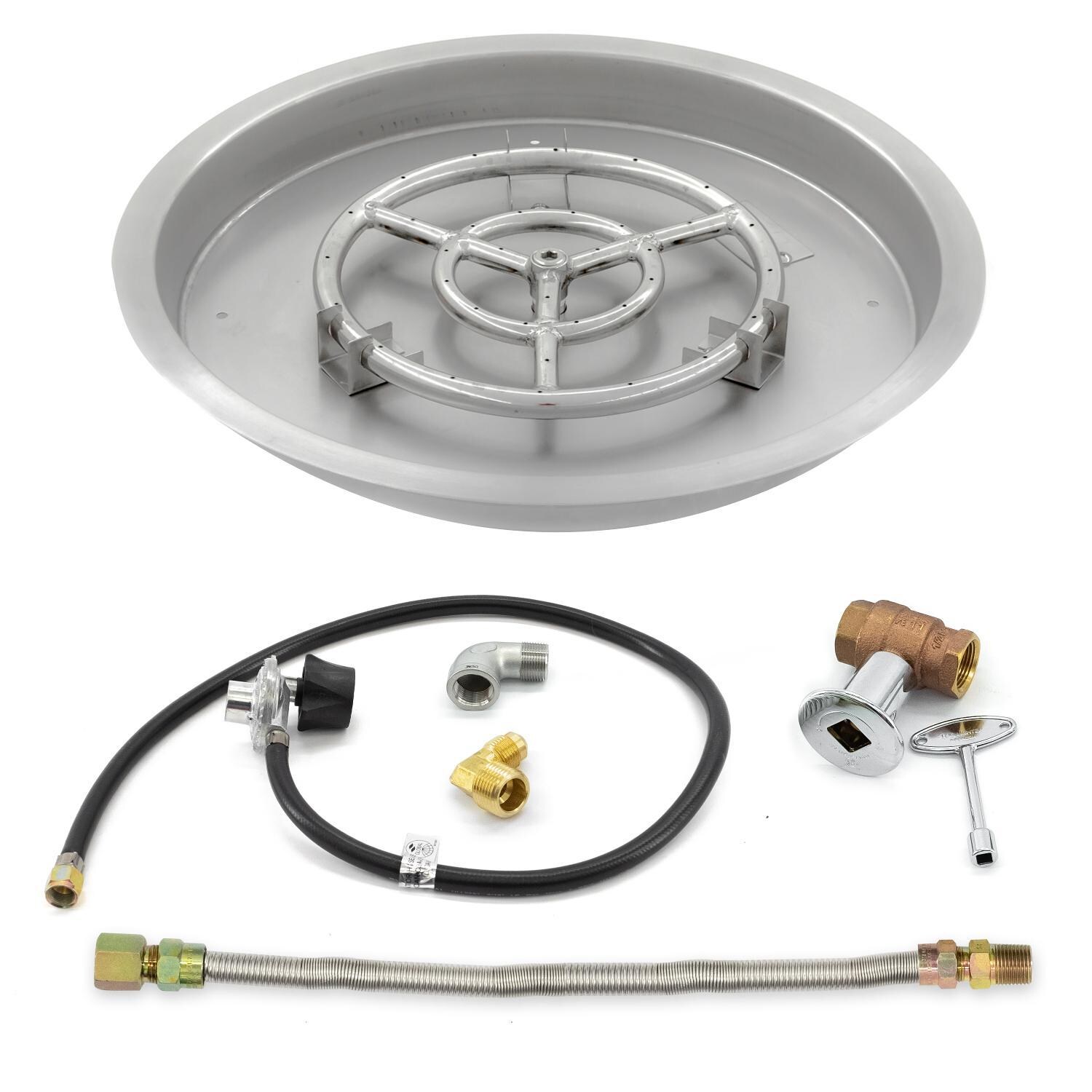 BBQGuys Signature Series 19-Inch Round Drop-In Pan W/ 12-Inch Propane Ring Burner & Connection Kit image