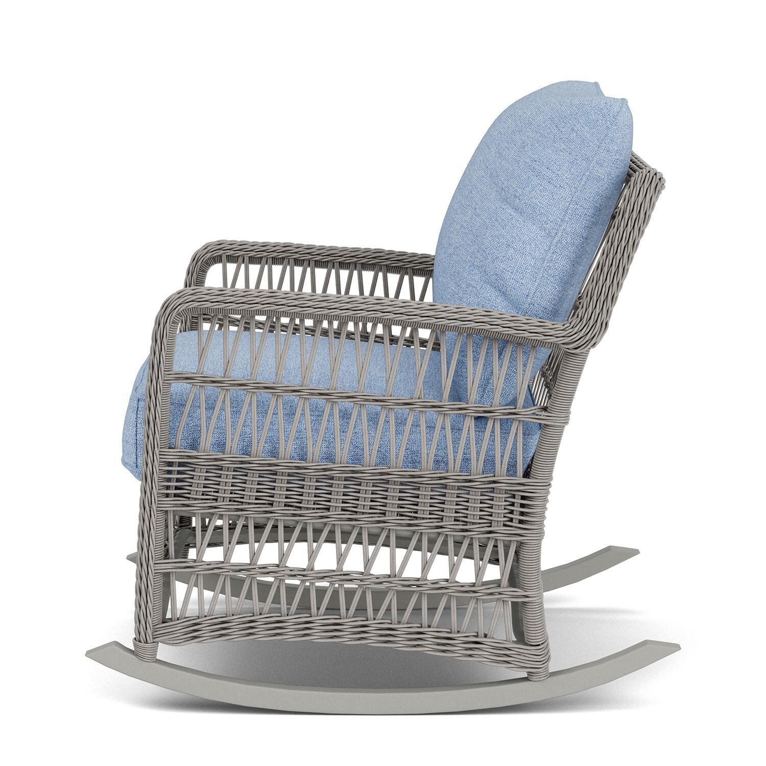 Lloyd Flanders Mackinac Lounge Rocker in Putty Finish with Demo Skyway Fabric - Left Side thumbnail