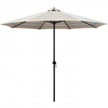 Astella 9 Ft. Aluminum Push Tilt Patio Umbrella W/ Crank Lift - Black Frame / Polyester Multi-Color Stripe Canopy