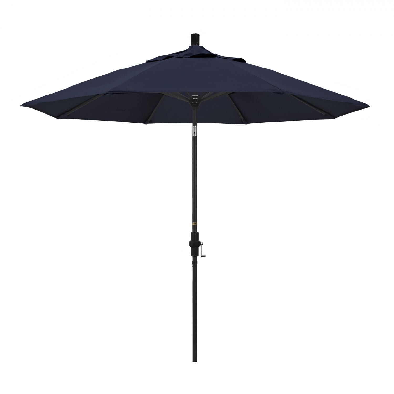 California Umbrella 9 Ft Octagonal Aluminum Collar Tilt Patio Umbrella W/ Crank Lift & Aluminum Ribs - Stone Black Frame / Sunbrella Canvas Navy Canopy thumbnail