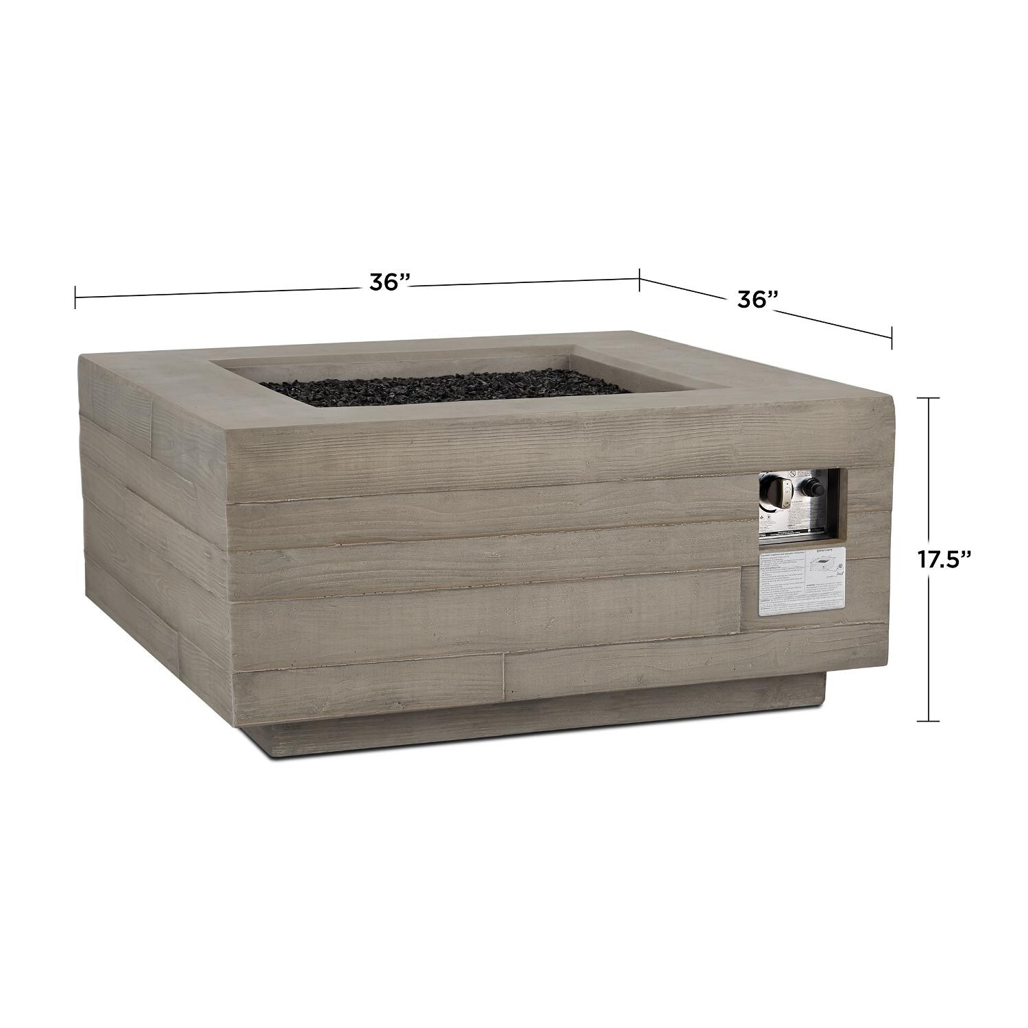Board Form Gray Square Fire Table - Dimensions thumbnail