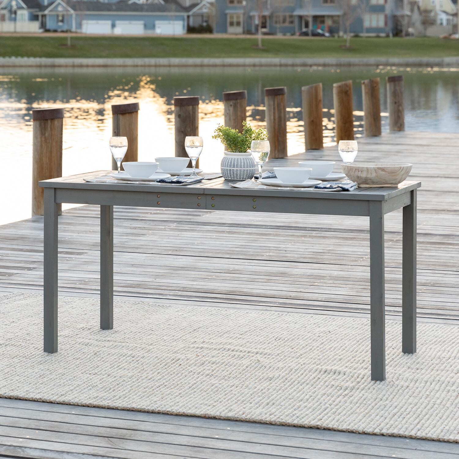 Ultimate Patio Camille Way 60 X 32 Inch Rectangular Acacia Patio Dining Table - Gray Wash - Lifestyle View thumbnail