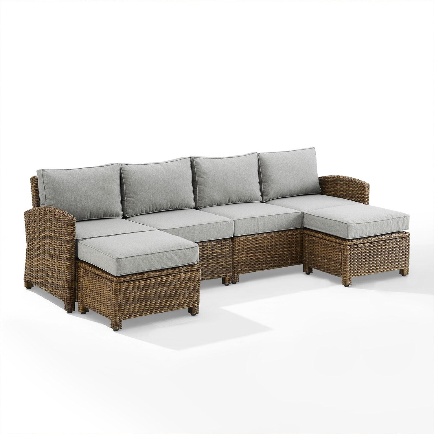 Ultimate Patio UP-92420WB-GY 4Pc Wicker Outdoor Sectional Patio Furniture Set in Gray - Display - White Background