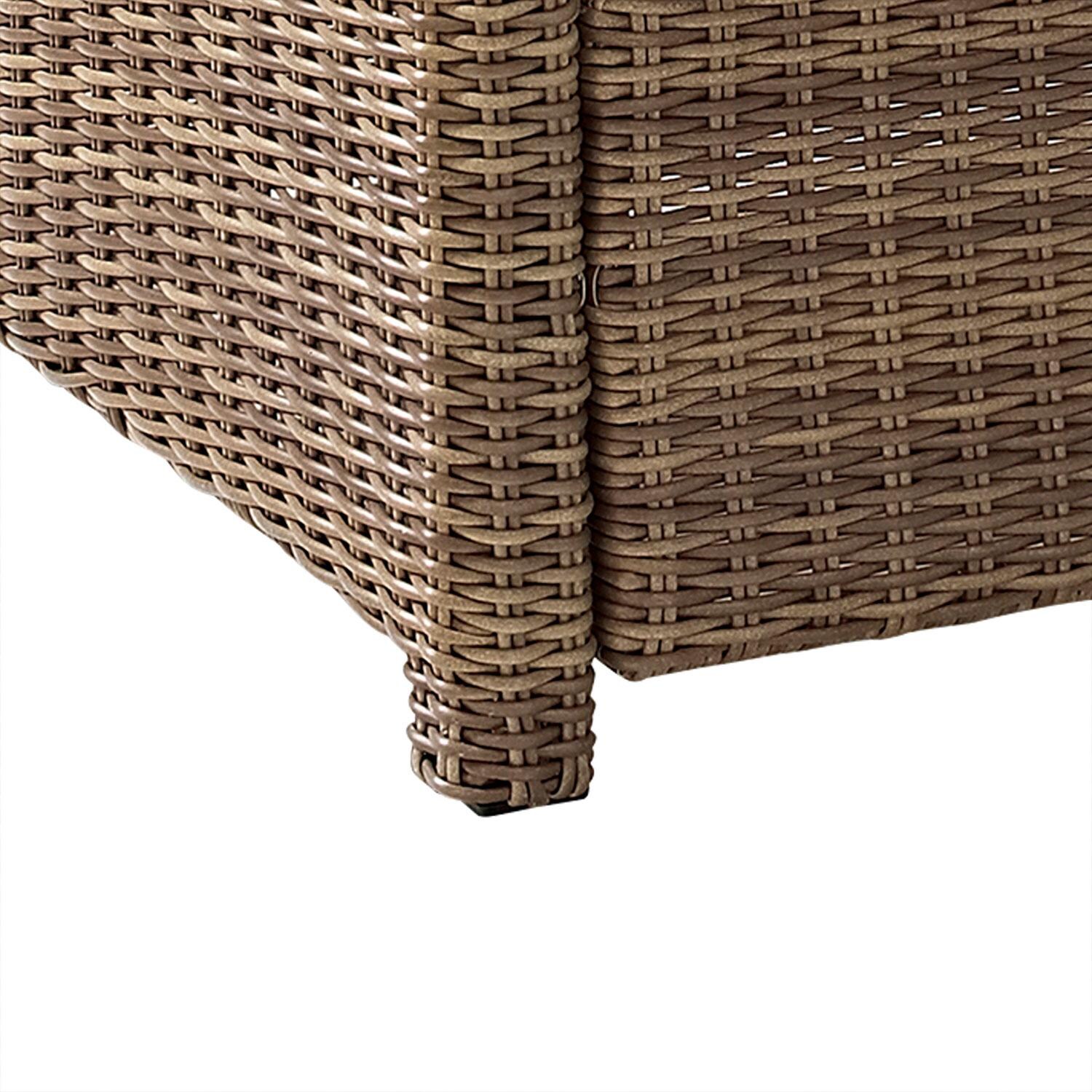 Ultimate Patio UP-92417WB-SA 6Pc Wicker Outdoor Sofa Set W/ Fire Table in Sand - Bottom Corner - Detail thumbnail