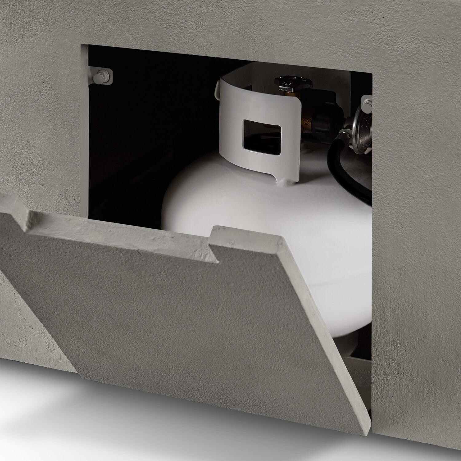 Olliewood 363LP-FLNT 40 Inch Square Glass Fiber Reinforced Concrete Propane Fire Pit Table in Flint by BBQGuys Signature - Demo - White Background thumbnail