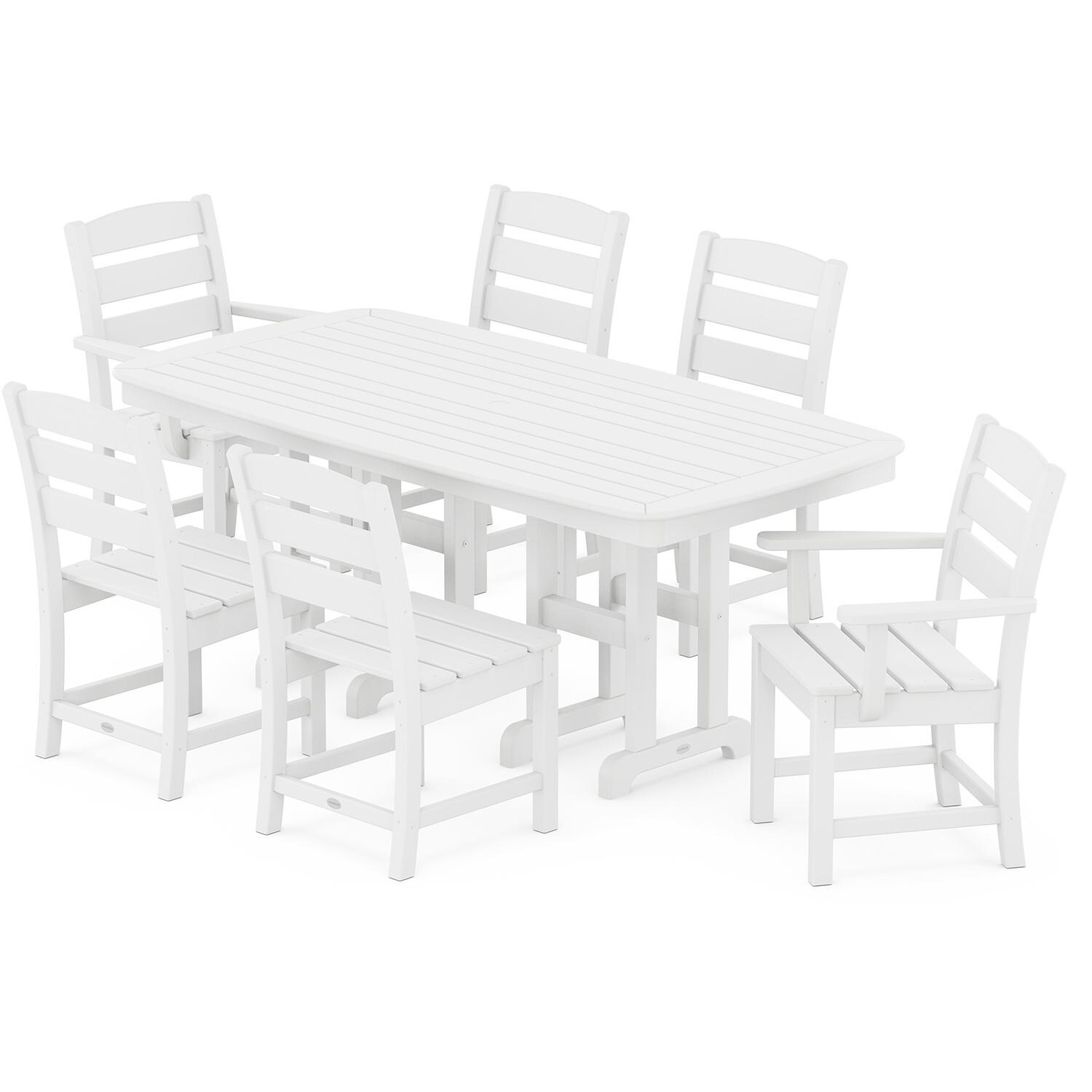 POLYWOOD PWS624-1-WH Lakeside 7-Piece Dining Set - White thumbnail