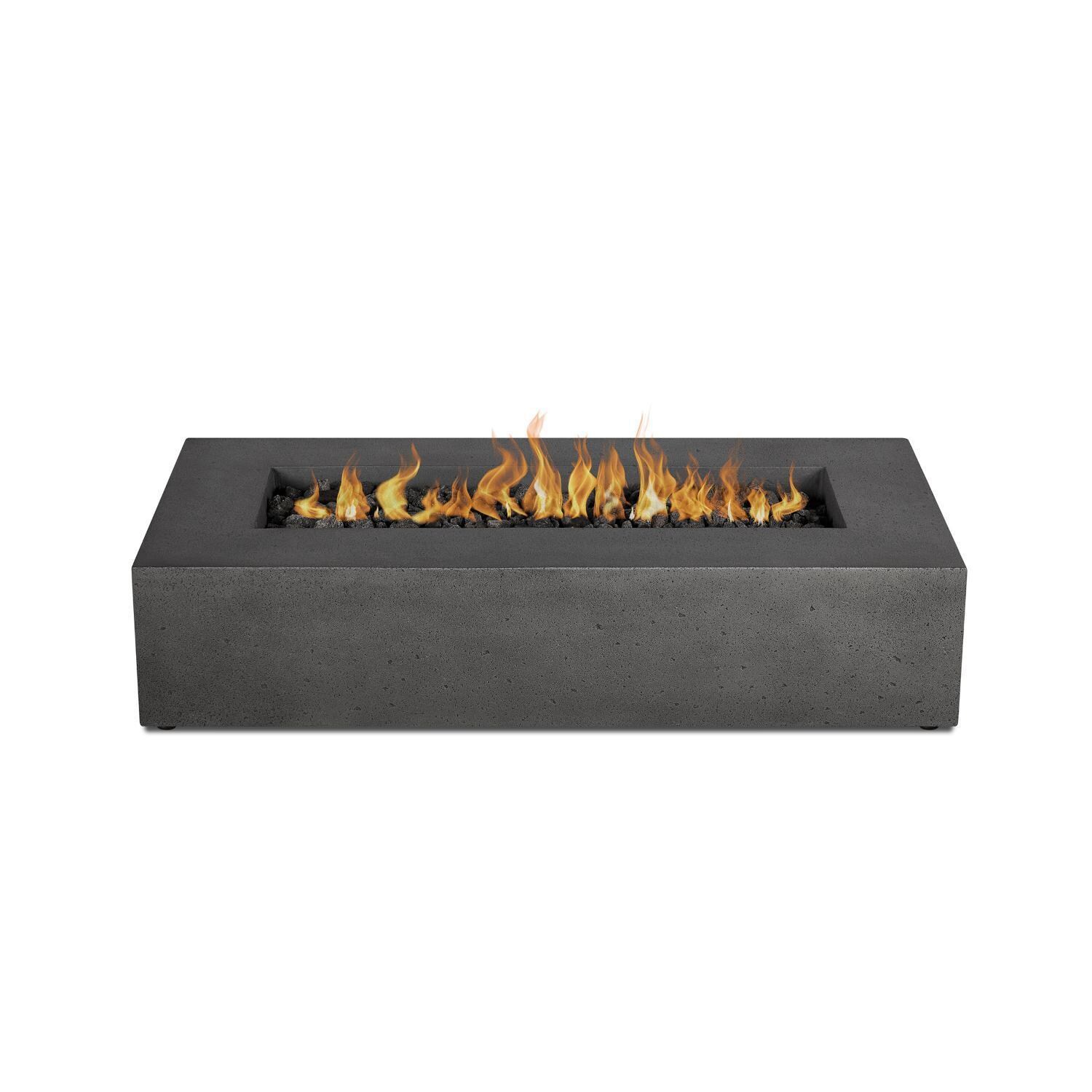 Hillview Bay 2712LP-CBN 56 Inch Rectangular Glass Fiber Reinforced Concrete Propane Fire Pit Table in Carbon by BBQGuys Signature - Top View - White Background thumbnail