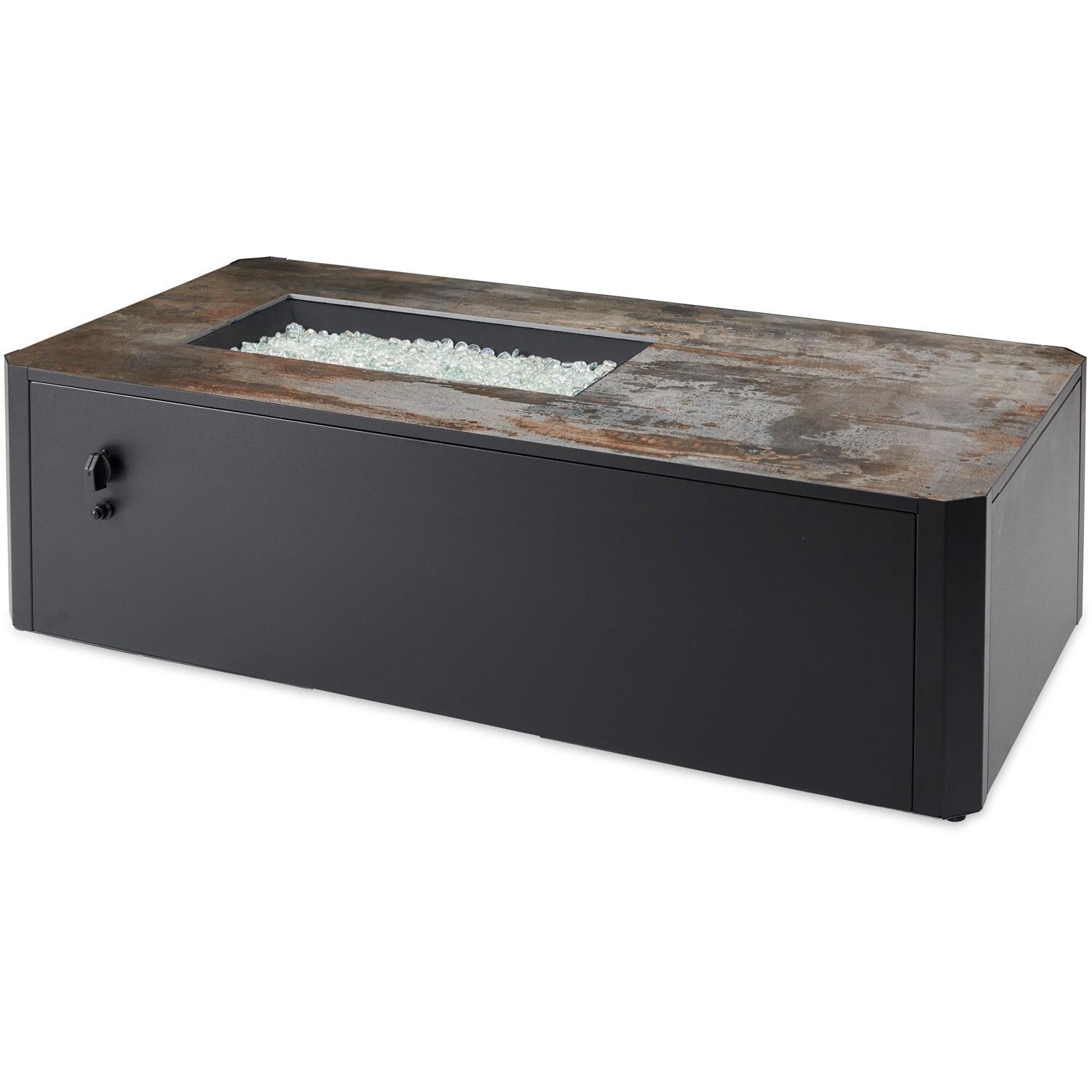 The Outdoor GreatRoom Company Kinney KN-1224-NG 55-Inch Rectangular Natural Gas Fire Pit Table with 24-Inch Crystal Fire Burner - Ships As Propane With Conversion Fittings - Shown Without Burner Lit thumbnail