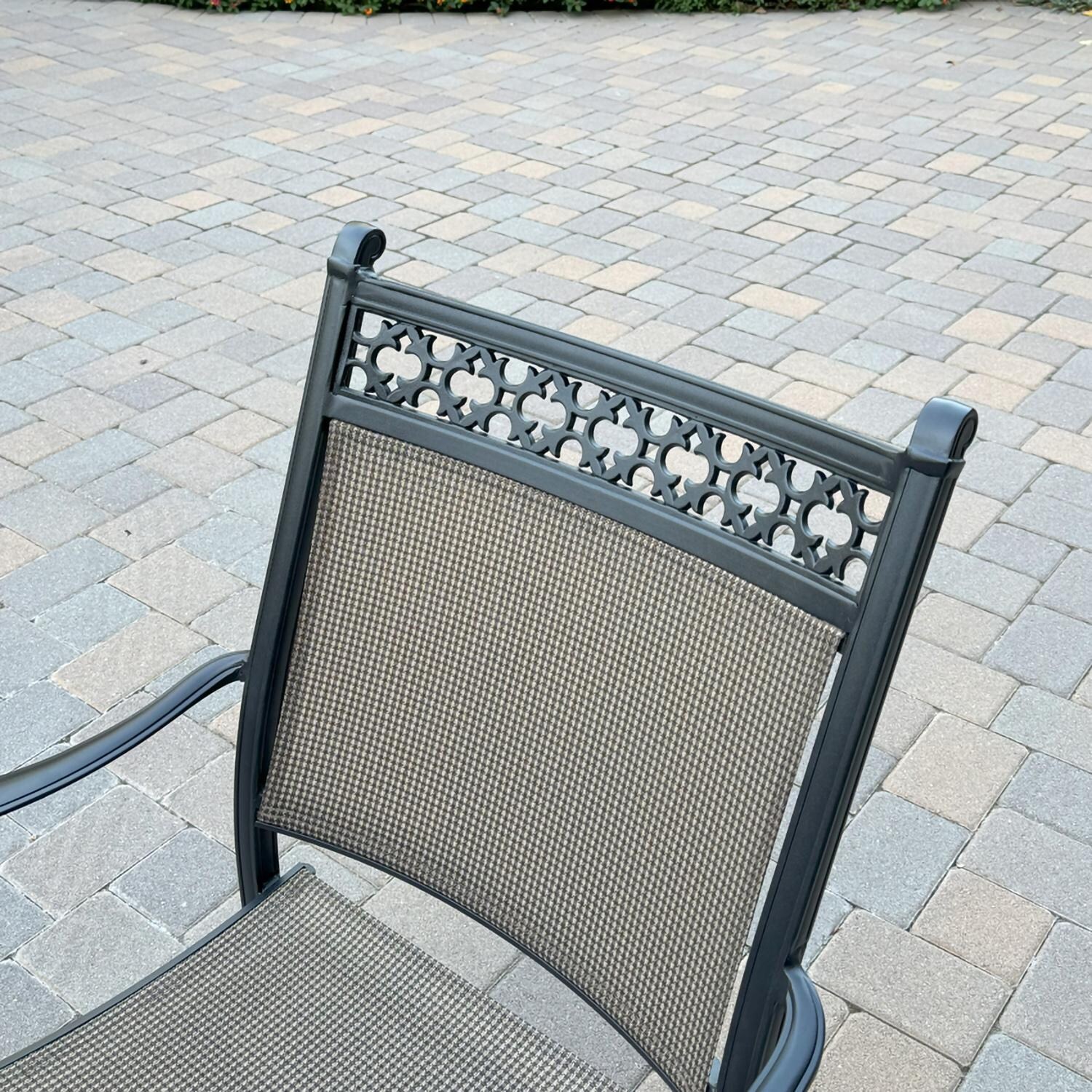 Darlee B/201610-9PCR-88W Mountain View 9 Pc Cast Aluminum Dining Set w/ Rockers in Antique Bronze - Chair Back - Detail thumbnail