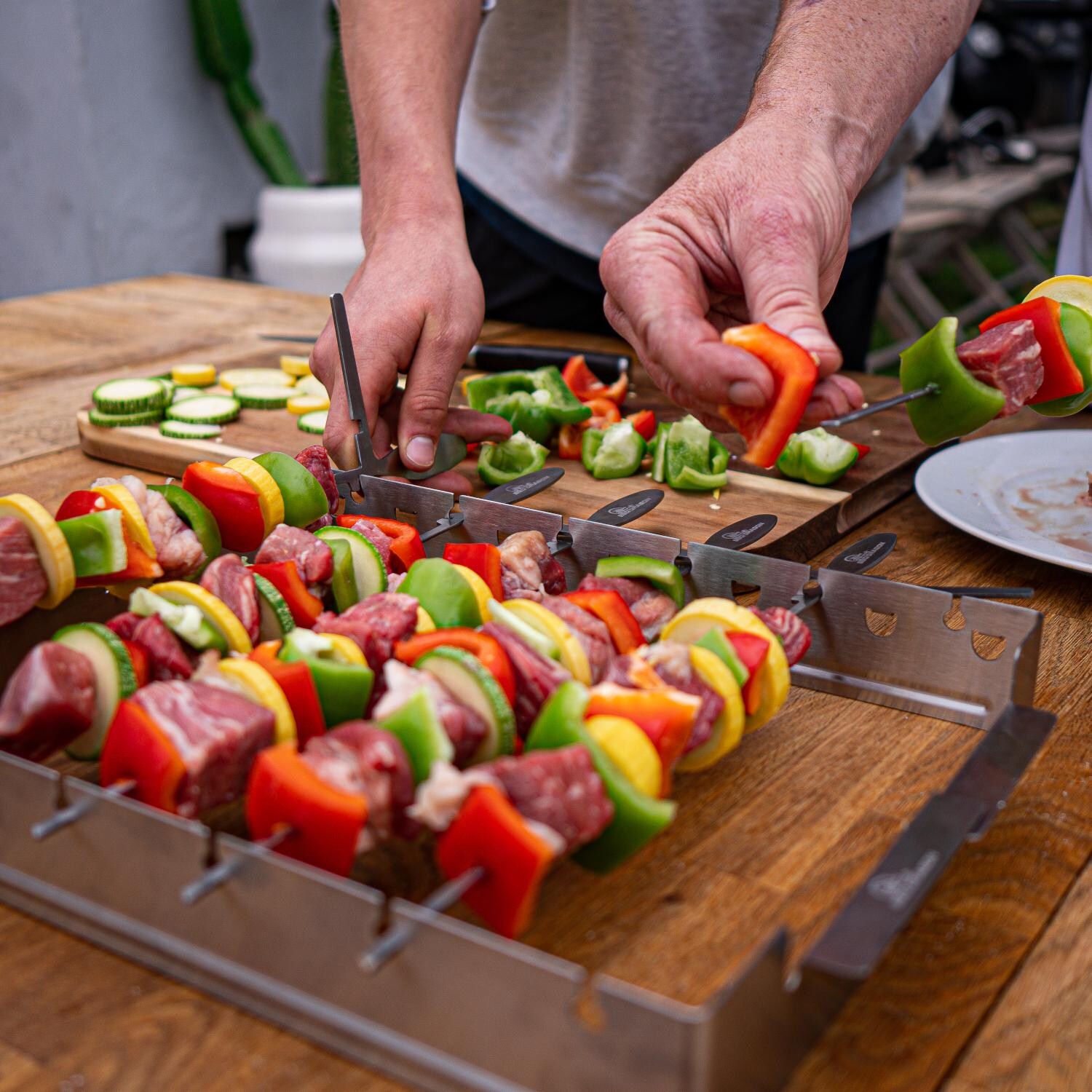 BBQ Dragon BBQD320 Domino Style Kabob Skewers Rack - Prepping Kebabs thumbnail