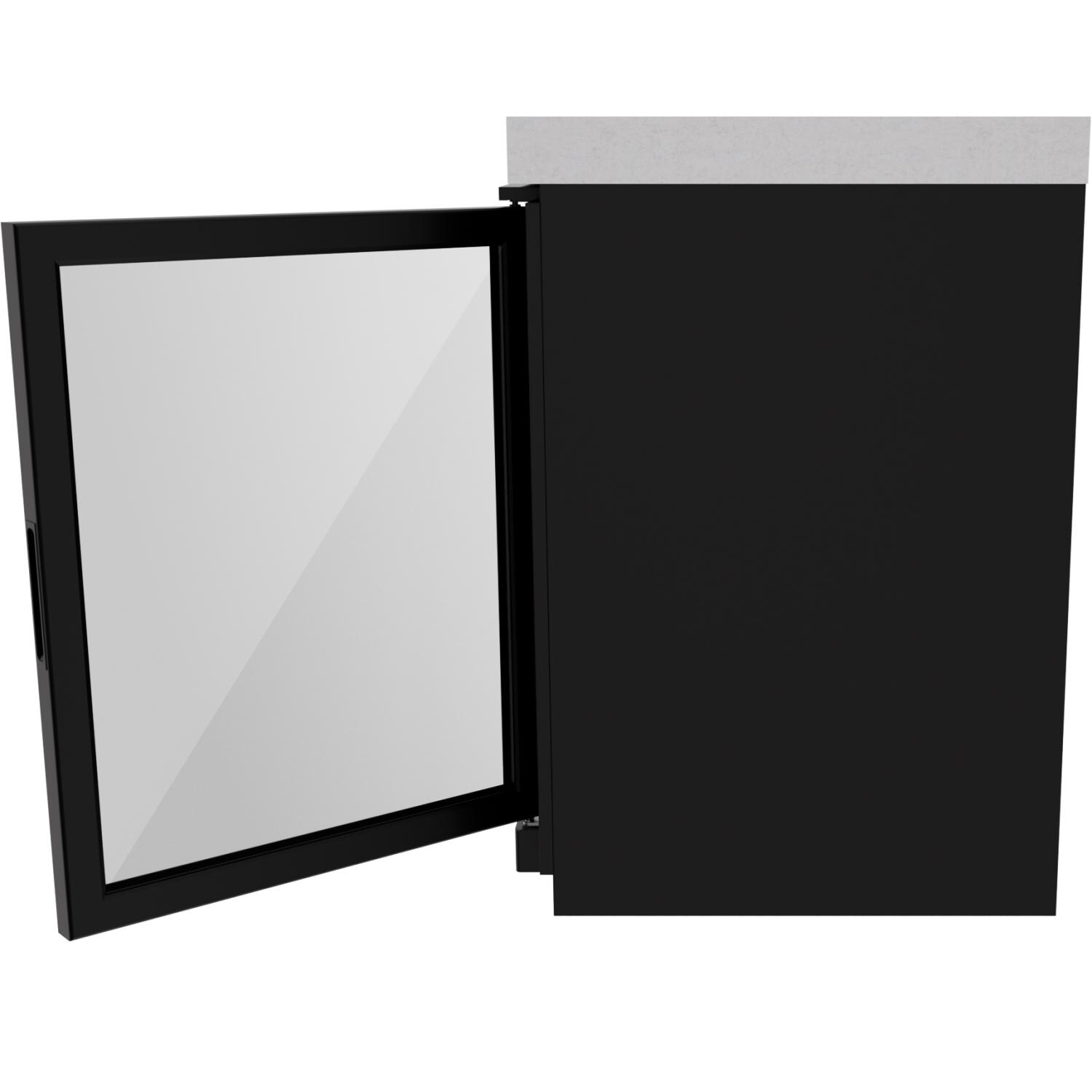 Everdure 6 1/2 Ft Outdoor Kitchen Island w/ Marine Grade Aluminum Cabinets in Black - Beverage Cooler Module Open Side View - White Background thumbnail