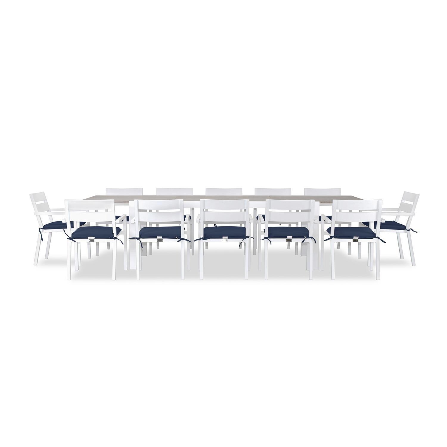 Calm Bay 13 Pc Extendable Dining Set in White/Spectrum Indigo by Lakeview - White Background 3 thumbnail