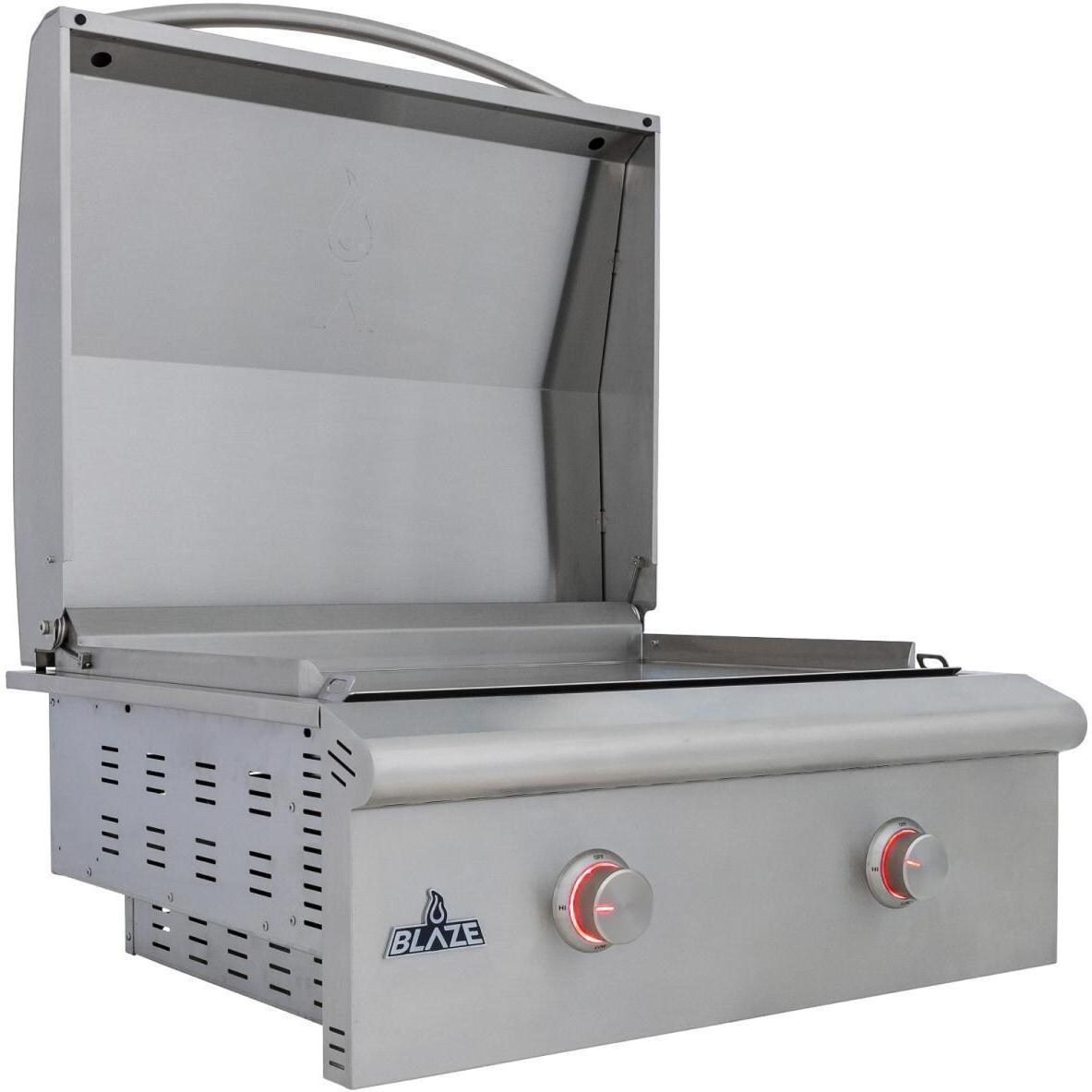 Blaze BLZ-GRIDDLE-LTE3-NG Natural Gas Griddle - Lid Open - White Background thumbnail