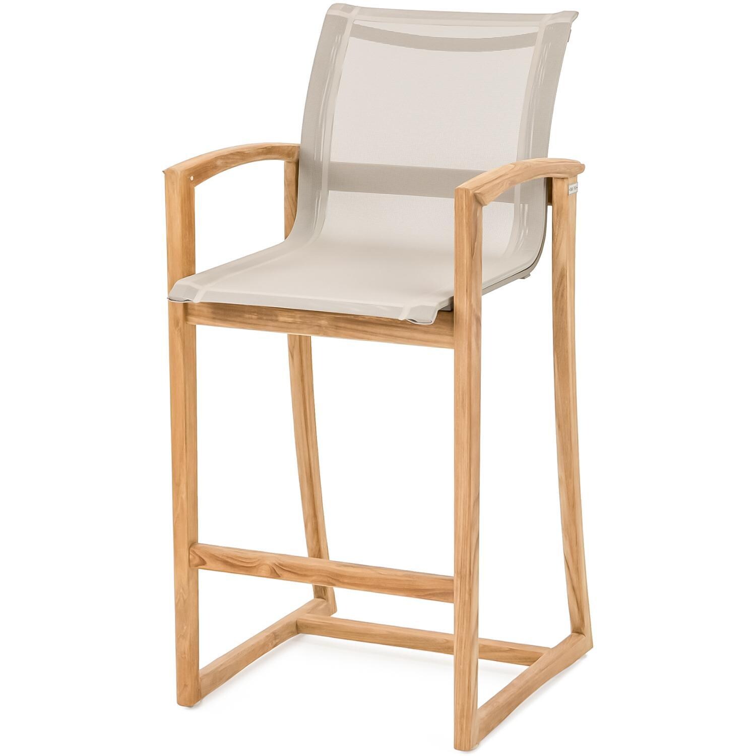 Teak + Table Capri Sling Bar Chair in Grey - White Background thumbnail