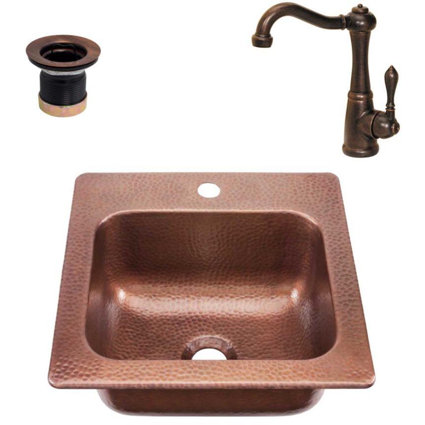 RCS 15 X 15 Copper Drop-In Sink With Hot/Cold Faucet - RSNK3