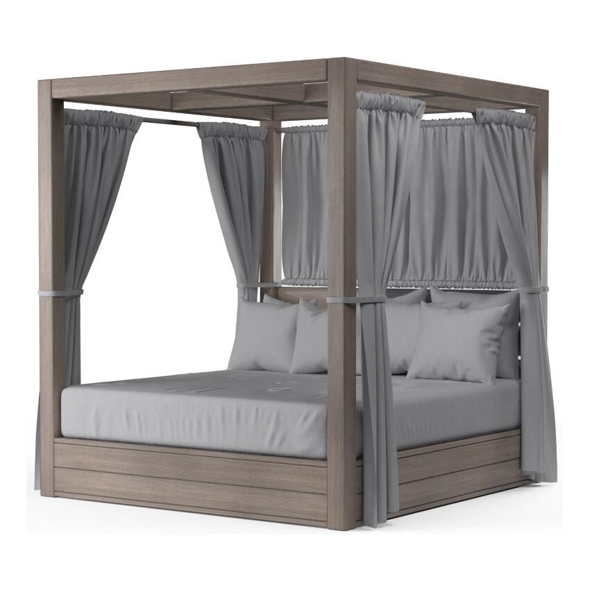 Laguna Aluminum Resort King Daybed w/ No Welt in Driftwood/Canvas Granite by Sunset West - Angled - White Background thumbnail