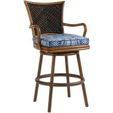 Island Estate Lanai Wicker Patio Swivel Bar Stool W/ Sunbrella Fabric By Tommy Bahama image