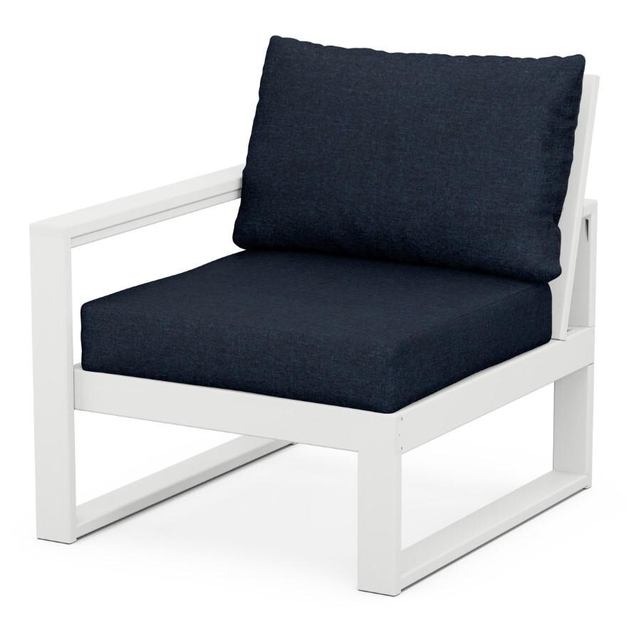 POLYWOOD EDGE 6-Piece Modular Deep Seating Set in White / Marine Indigo - Left Arm Chair thumbnail