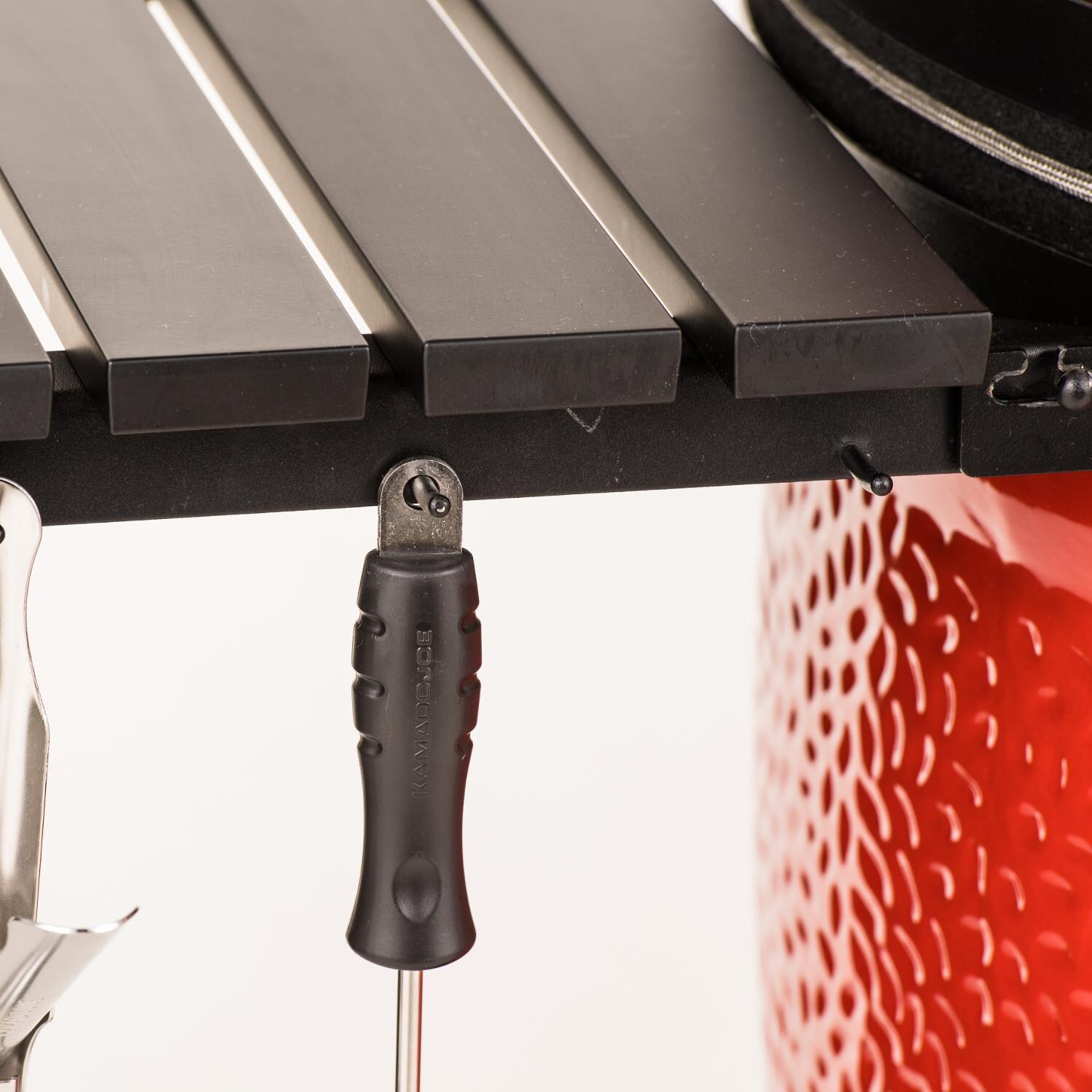 Kamado Joe Big Joe III 24-in Ceramic Kamado Grill Bundle - Side Shelf with Hanging Hooks - Detail