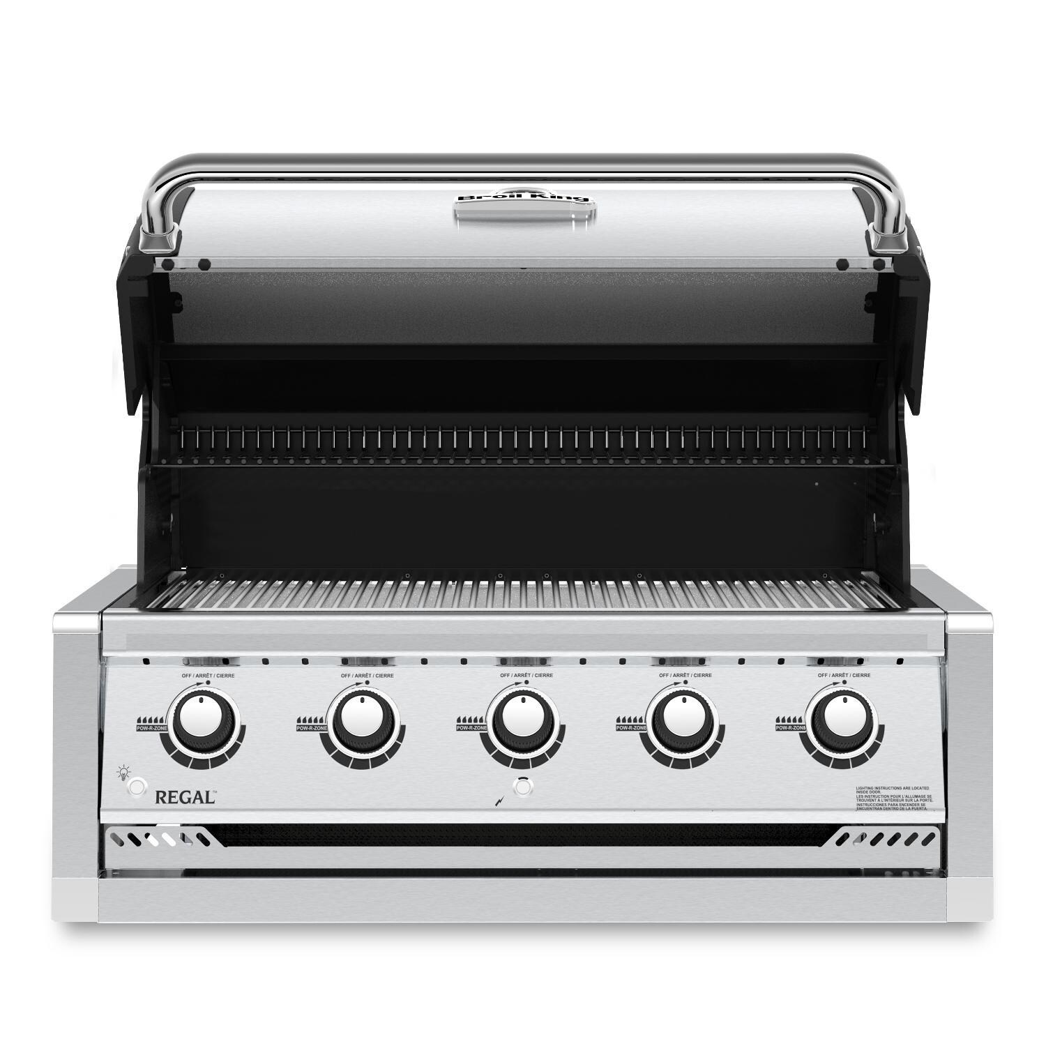 Broil King 886714 Regal S520 5-Burner Built-In Propane Gas Grill - Stainless Steel - Hood Open thumbnail