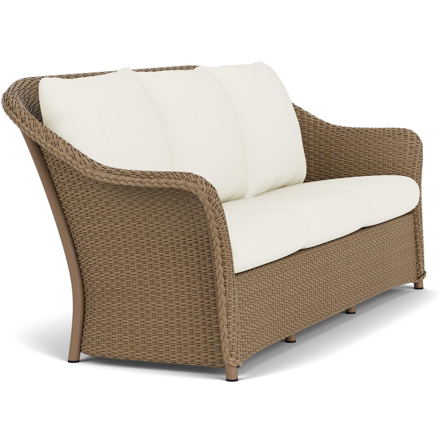 Lloyd Flanders Weekend Retreat Sofa in Fawn Finish W/ Sailcloth Salt Fabric - Angled thumbnail
