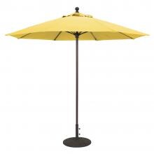 Galtech 9 Ft. Bar Height Octagonal Aluminum Patio Market Umbrella W/ Push Lift - Black Frame W/ Sunbrella Canvas Sunflower Yellow Canopy