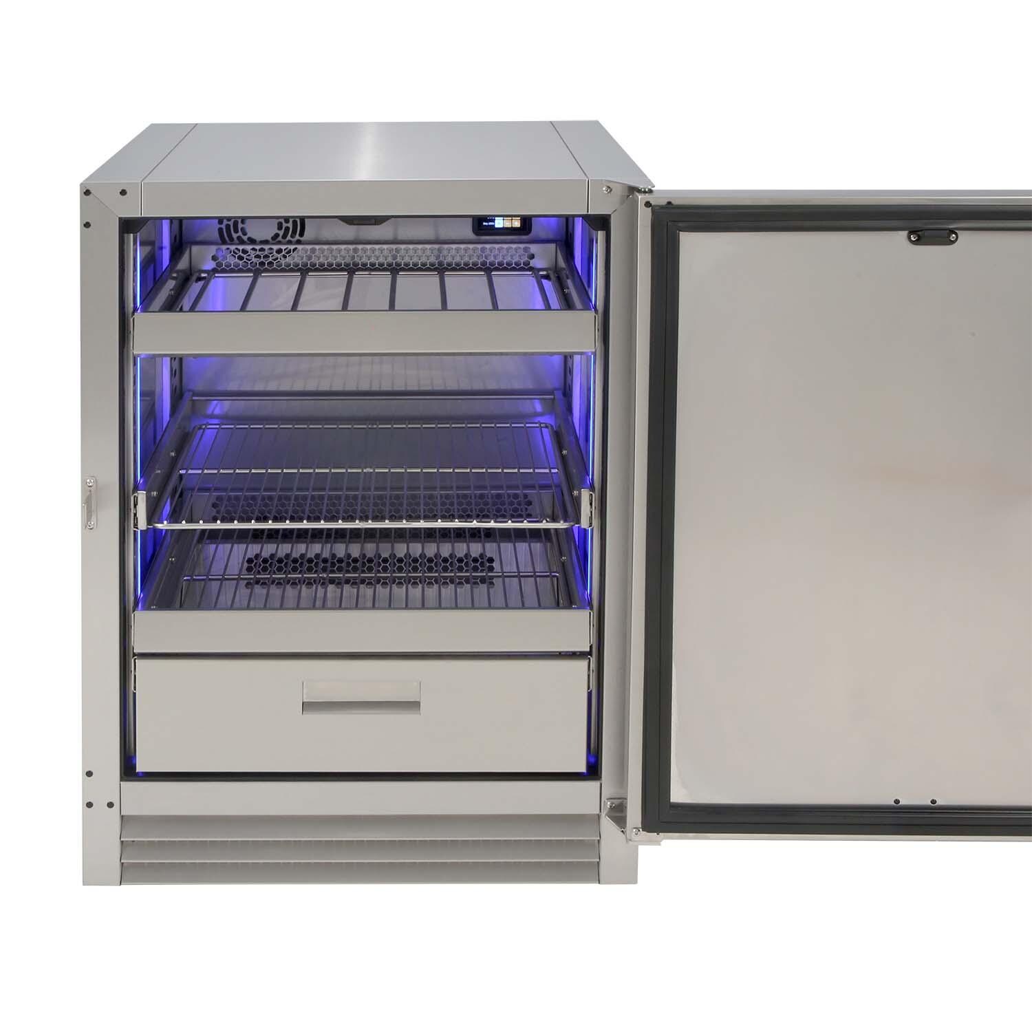 Alfresco AR-24 PolarCore 24-in 5.67 Cu. Ft. Outdoor Refrigerator - Empty w/ Door Open (Drawer Sold Separately) - White Background thumbnail