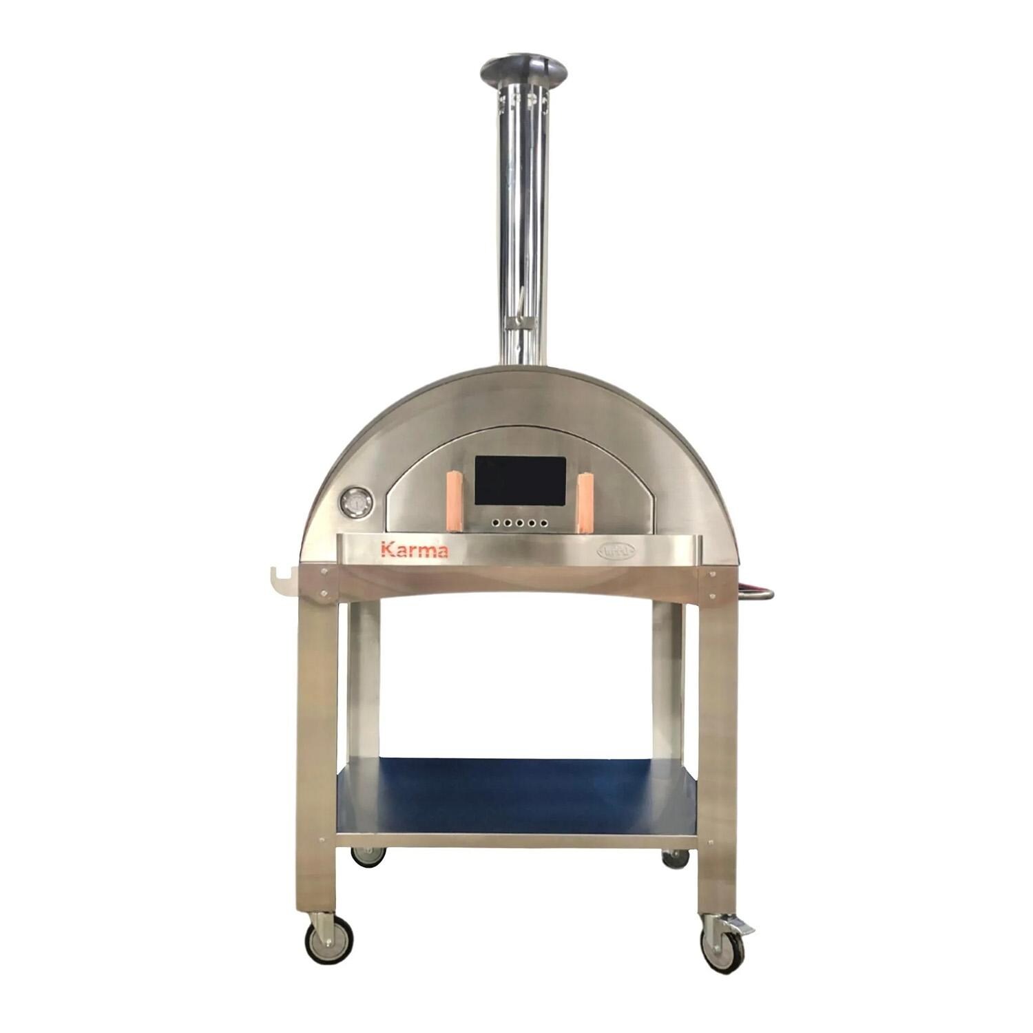 WPPO WKK-03S Karma 42-in Wood Fired Pizza Oven w/ Stainless Steel Cart - White Background thumbnail
