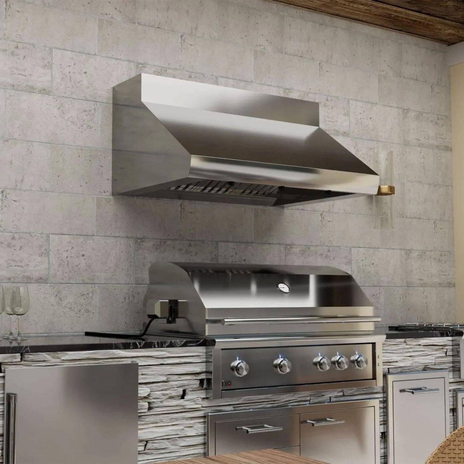 XO Appliance XOGV36S 36-in 1200 CFM Vent Hood w/ LED Lighting & Pro Baffle Filters - Left View - Lifestyle thumbnail