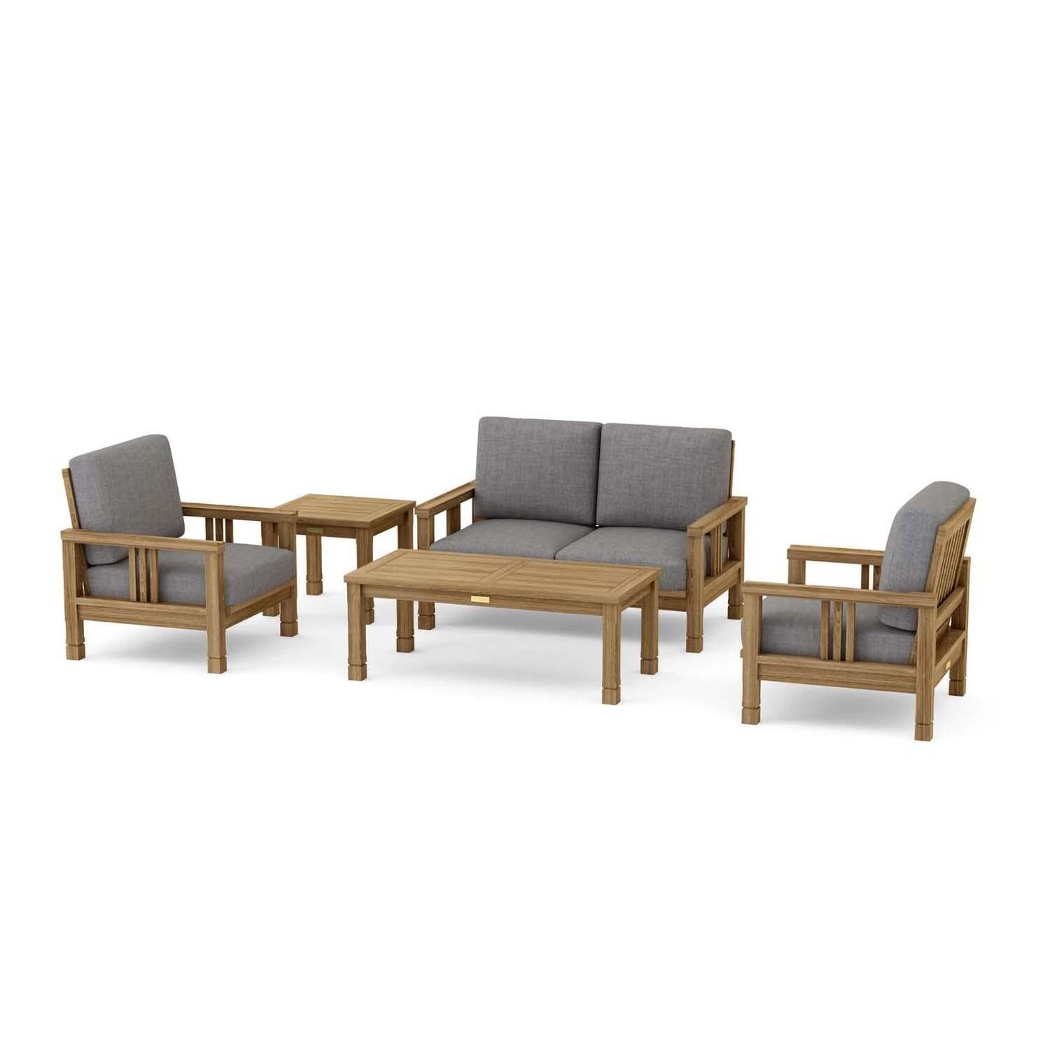 Sawgrass Bay 5 Pc Teak Seating Set w/ Loveseat in Cast Slate by Lakeview Outdoor Designs - White Background thumbnail