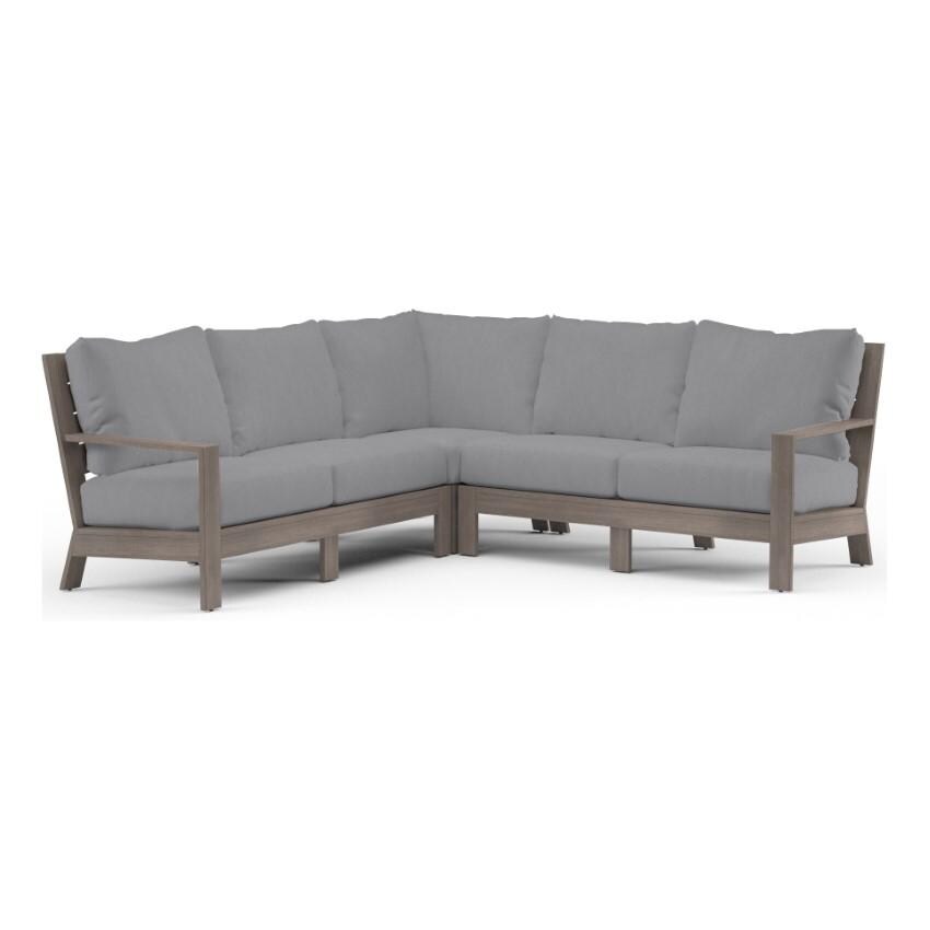 Laguna 5 Person Aluminum Sectional w/ No Welt in Driftwood/Canvas Granite by Sunset West - White Background thumbnail