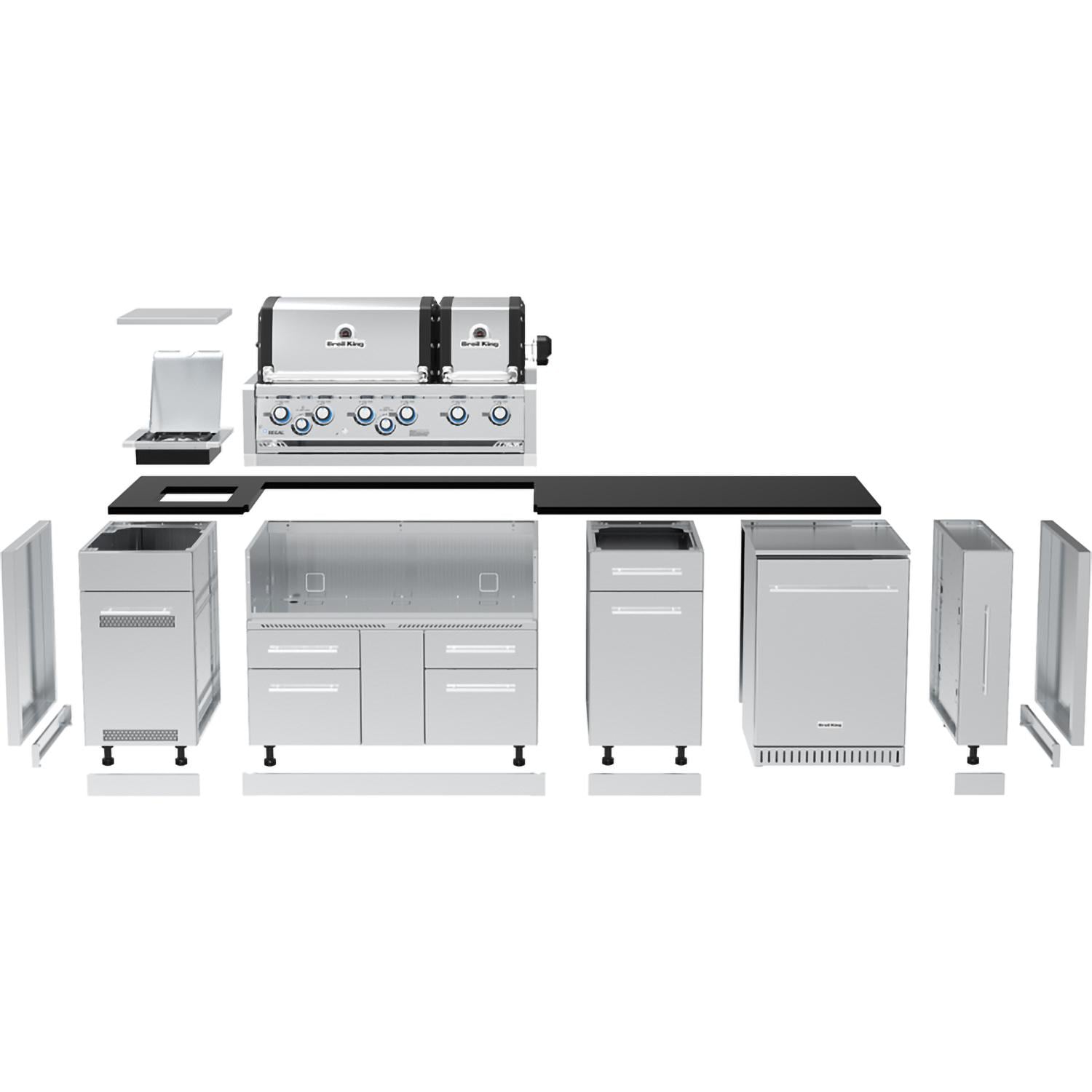 Broil King 897844F Imperial S 690iF 10 Ft Outdoor Kitchen Island w/ Propane 6 Burner Grill - Expanded - White Background thumbnail