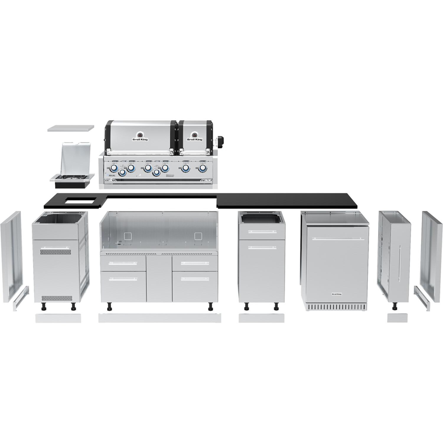 Broil King 897844F Imperial S 690iF 10 Ft Outdoor Kitchen Island w/ Propane 6 Burner Grill - Expanded - White Background thumbnail