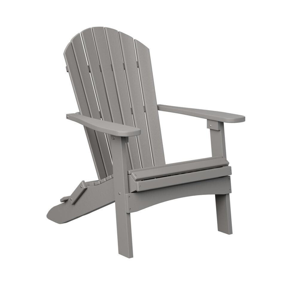 Comfo Back Recycled Plastic Folding Adirondack in Light Gray by Berlin Gardens