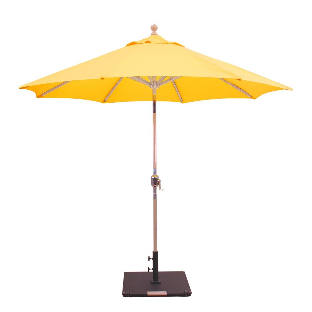 Galtech 9 Ft Octagonal Hardwood Patio Market Umbrella W Crank Lift And Rotational Tilt Light Wood W Sunflower Yellow Sunbrella Bbqguys