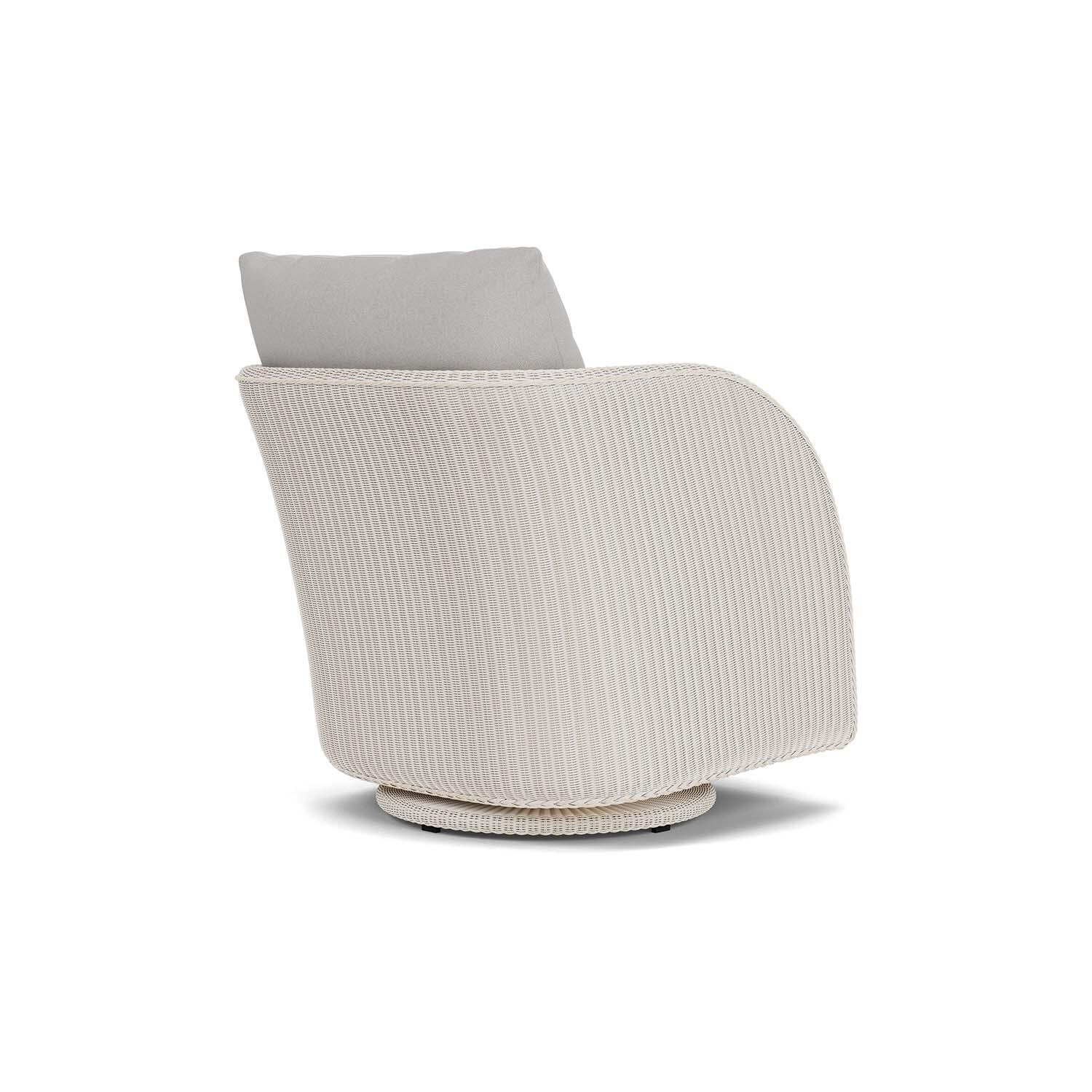 Lloyd Flanders Essence Swivel Glider Lounge Chair W/Tundra Dove Fabric - Antique White Finish - Back Right thumbnail