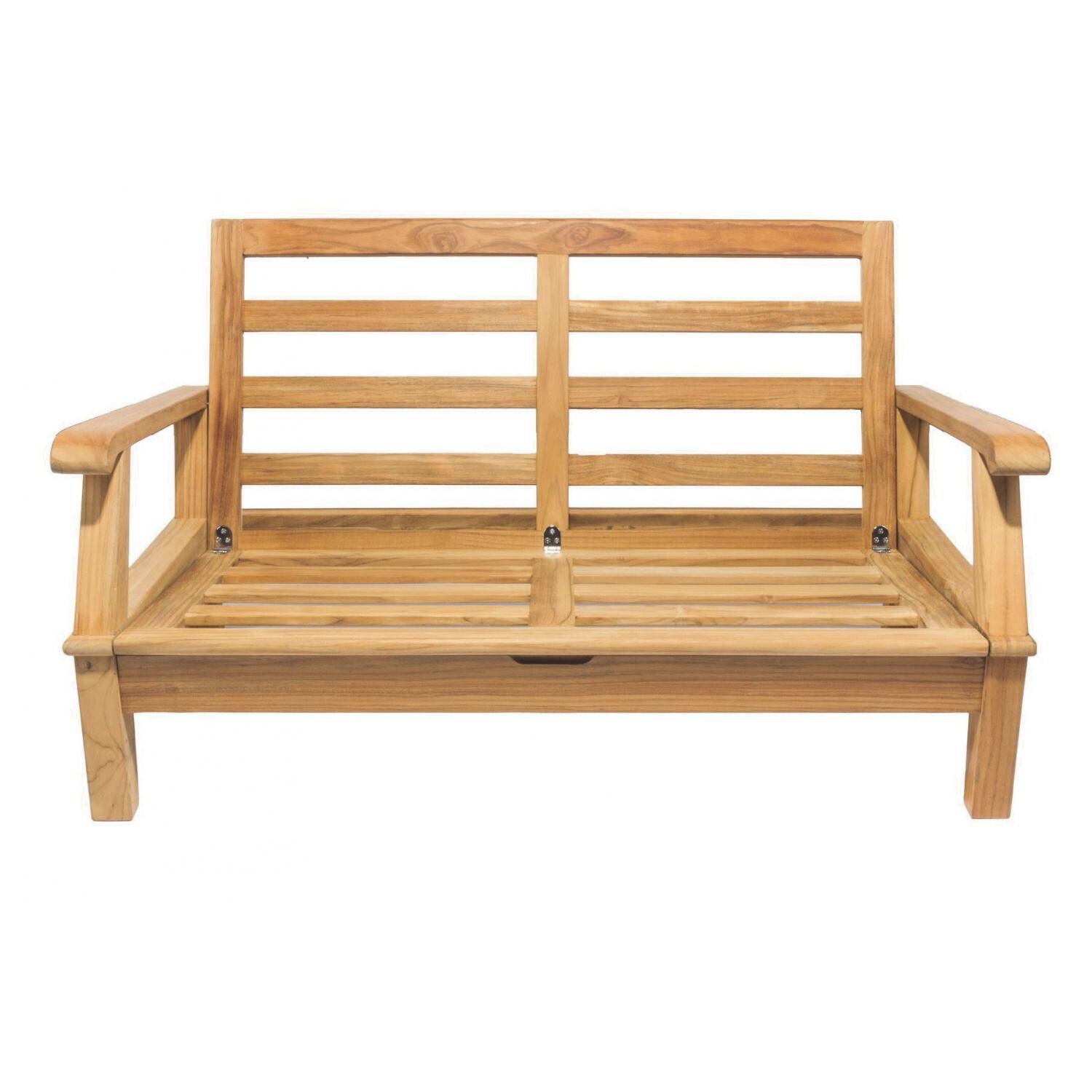 Royal Teak Collection Miami Teak Patio Loveseat W/ Sunbrella Canvas Navy Cushions - Frame thumbnail