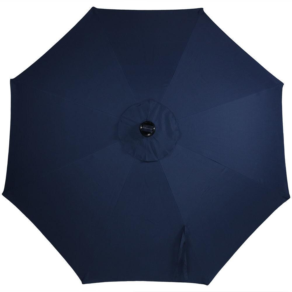 Ultimate Patio 9 Ft. Solar Lighted Octagonal Patio Umbrella W/Crank - Navy Blue Canopy thumbnail