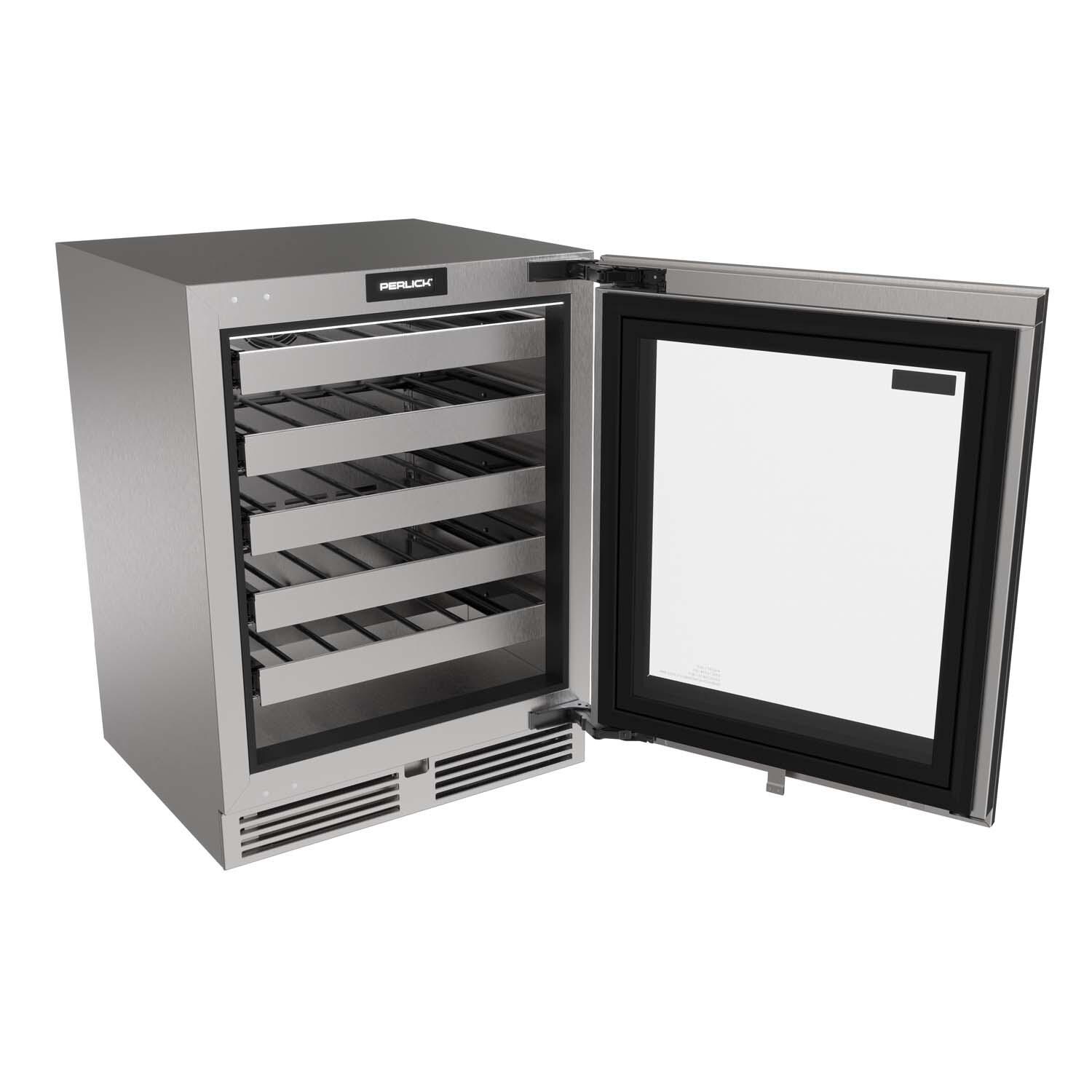 Perlick G5WR24GA G5 Core 24-in 4.5 Cu. Ft. ADA Wine Cooler w/ Panel Ready Glass Door - Door Open - White Background thumbnail