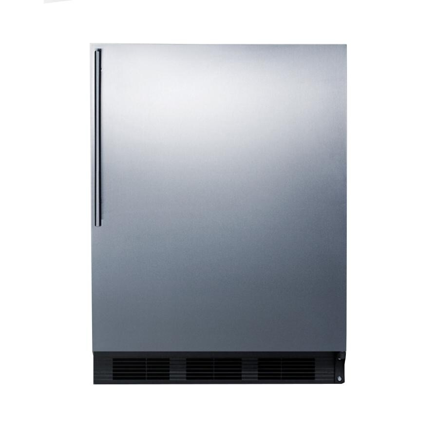 Summit 24-Inch 5.1 Cu. Ft. ADA Compliant Compact Refrigerator / Freezer With Vertical Handle - Stainless Steel / Black Cabinet - CT663BBISSHVADA